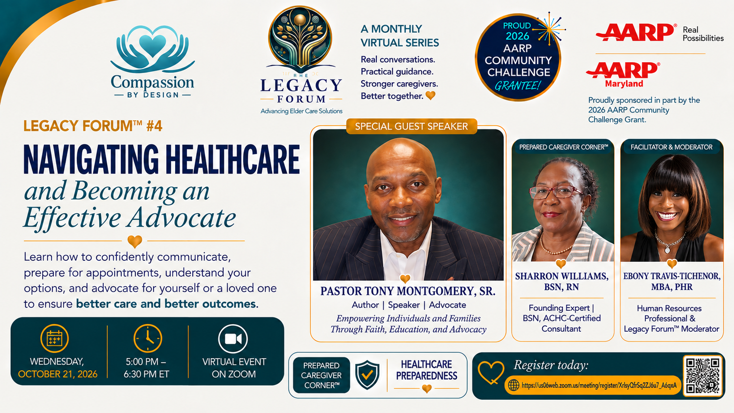 Legacy Forum #4: Navigating Healthcare and Becoming an Effective Advocate, featuring Pastor Tony Montgomery, Sr., Sharron Williams, and Ebony Travis-Tichenor
