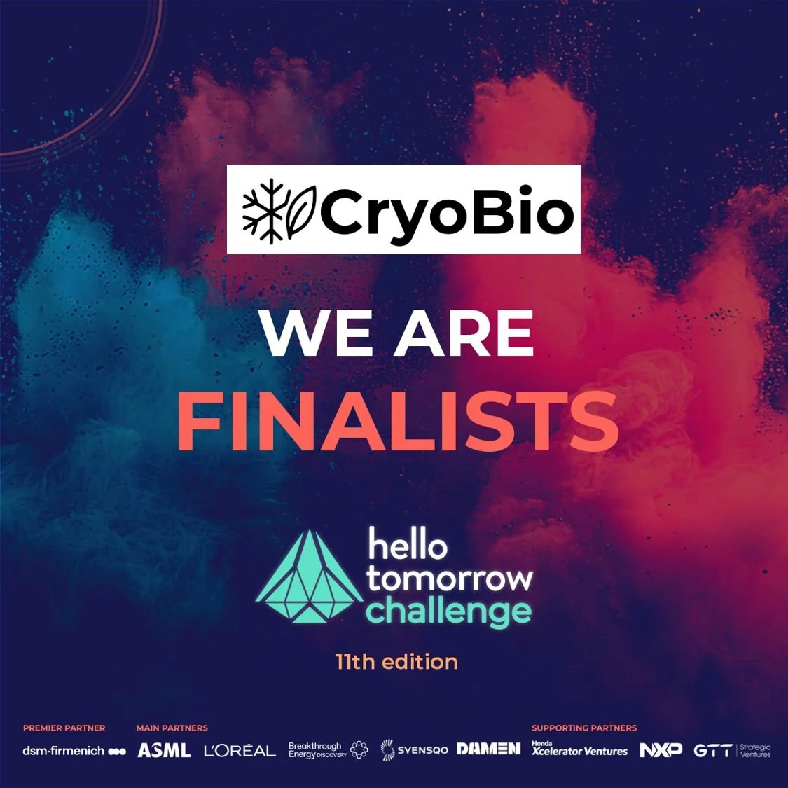 CryoBio selected as Top 100 Finalist in Hello Tomorrow global climate startup challenge
