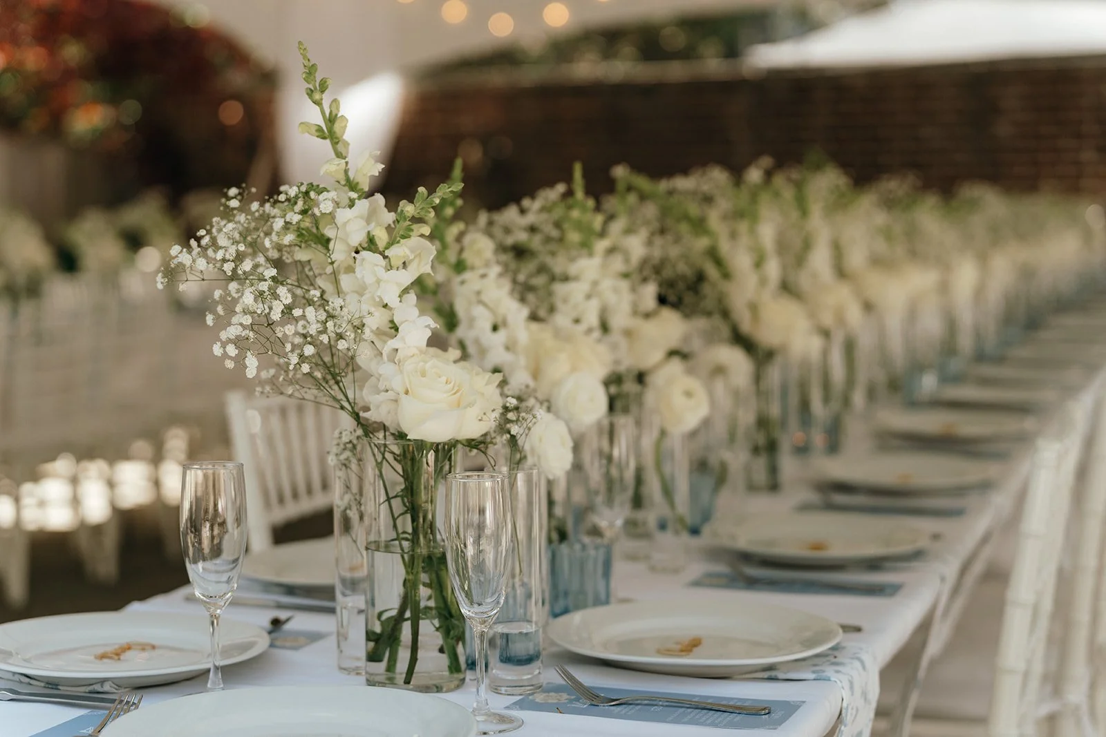 long table wedding tablescape