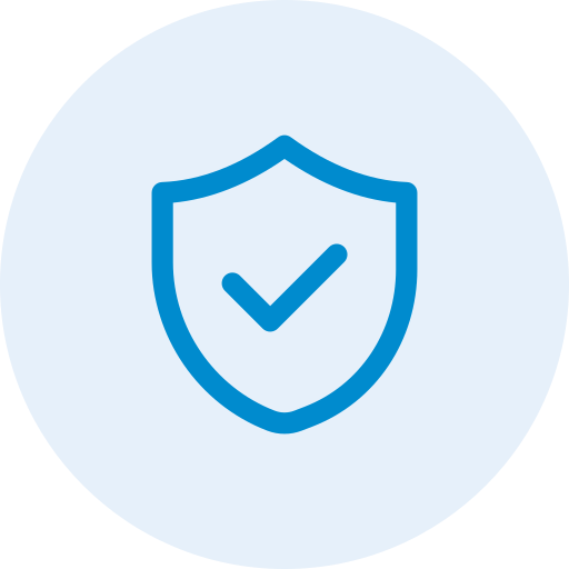 Blue shield icon with a checkmark in the center, representing security or protection.