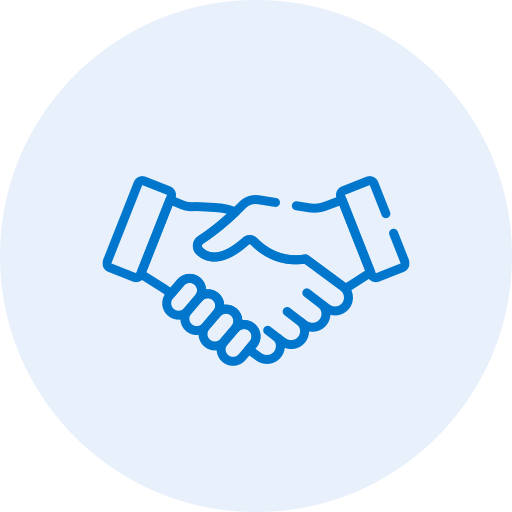 Illustration of two hands shaking in agreement.