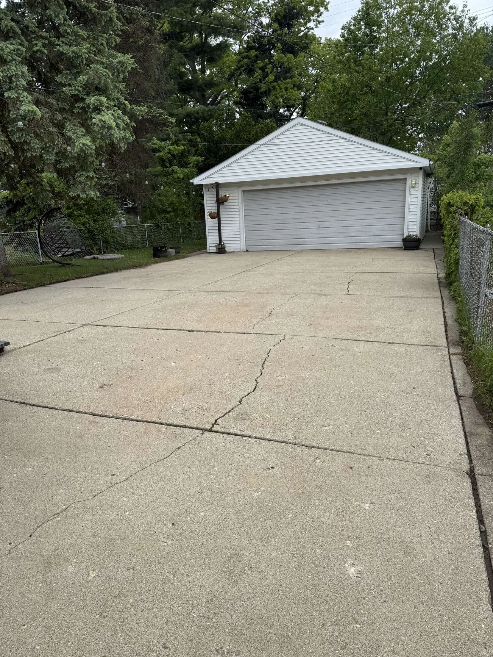 Freshly pressure washed driveway