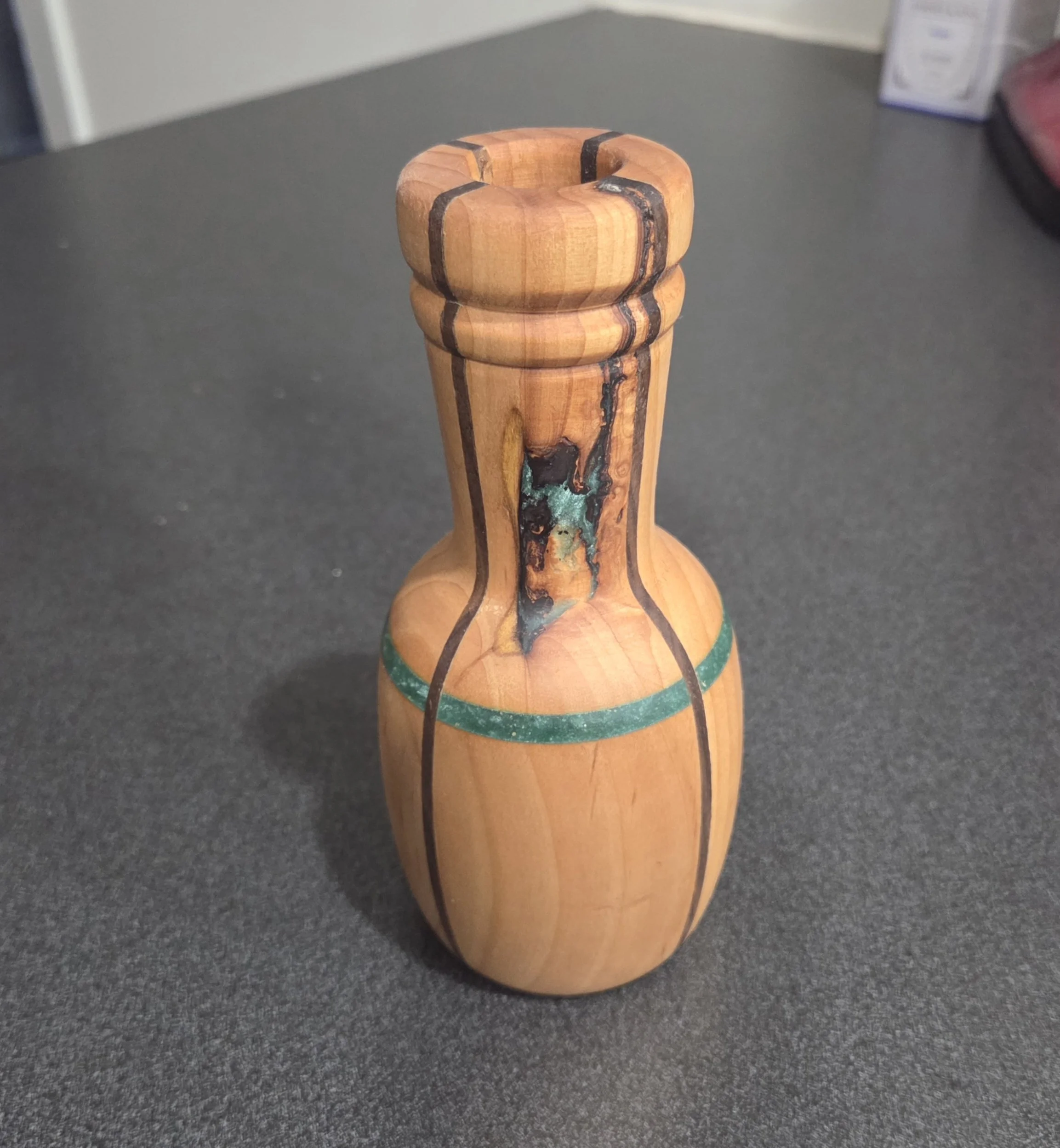 Alder and Green Epoxy vase
