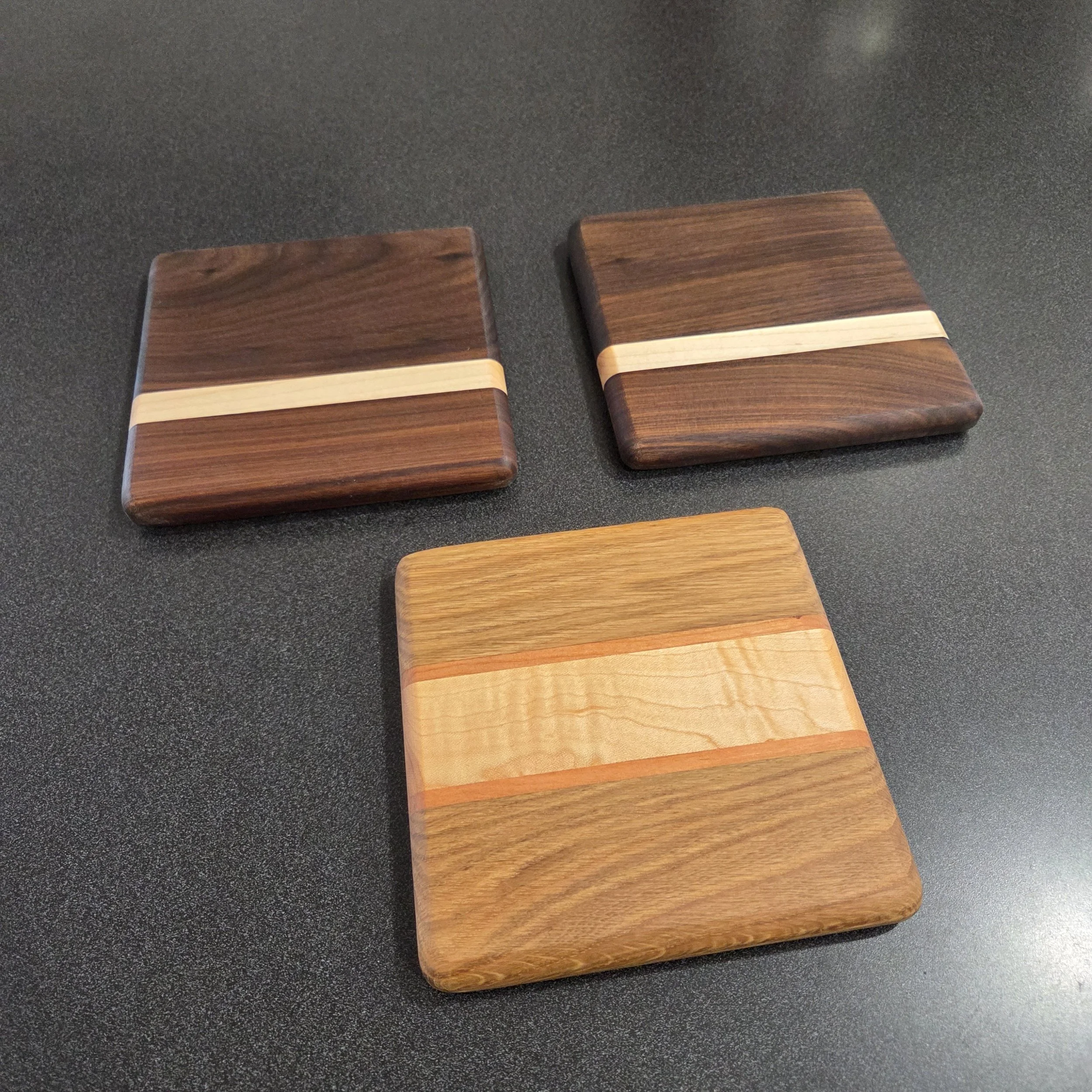 Cocktail Board walnut and maple and White Oak, Cherry and Maple