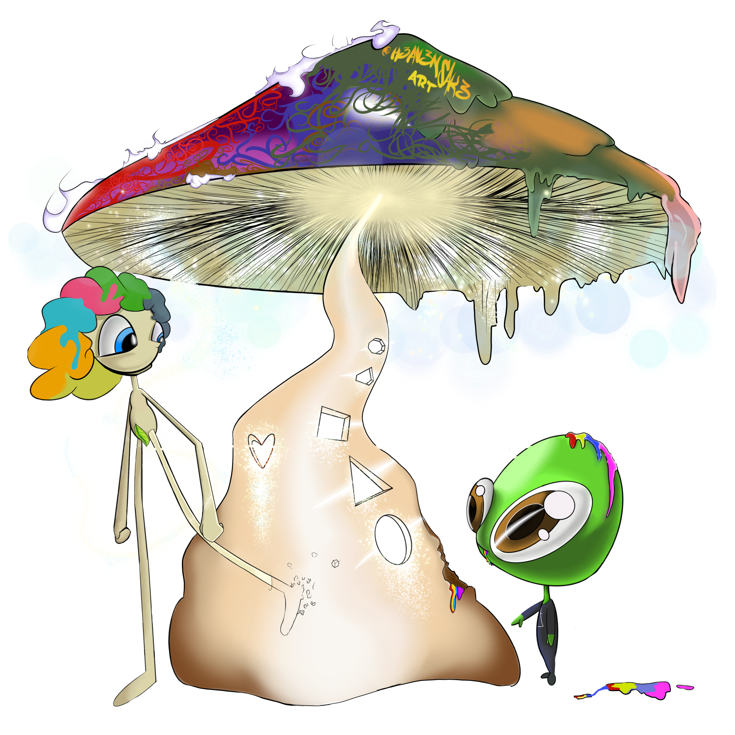 Mushroomed Aliens Sticker