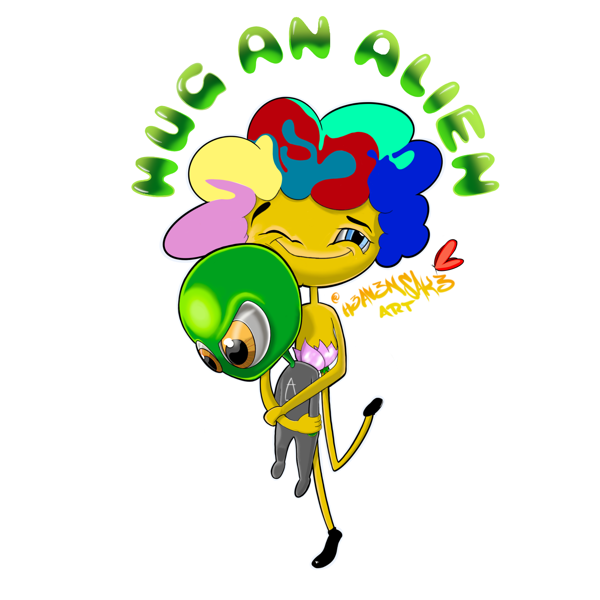 Hug An Alien Sticker
