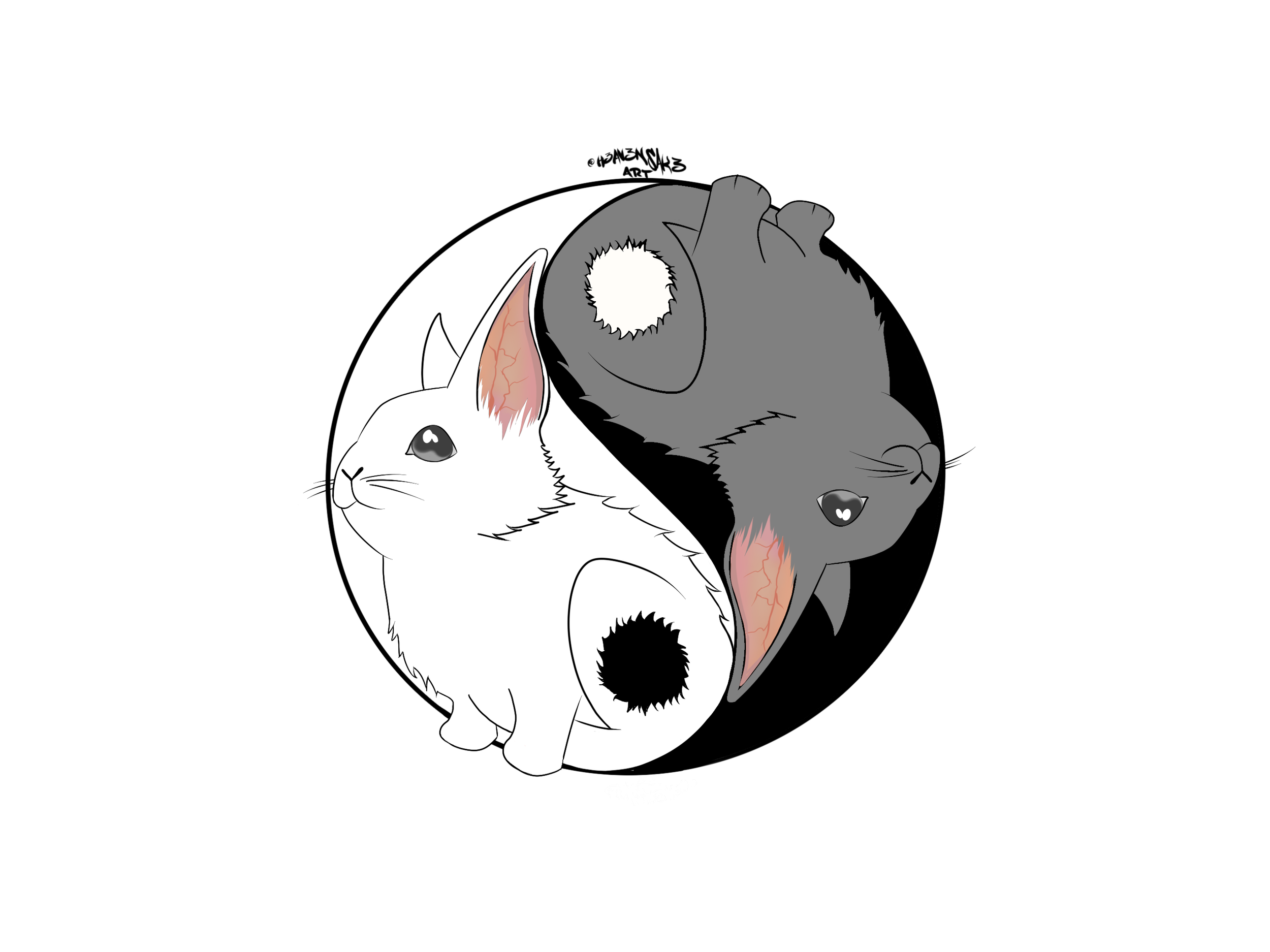 Yin Yang Bunnies  Sticker