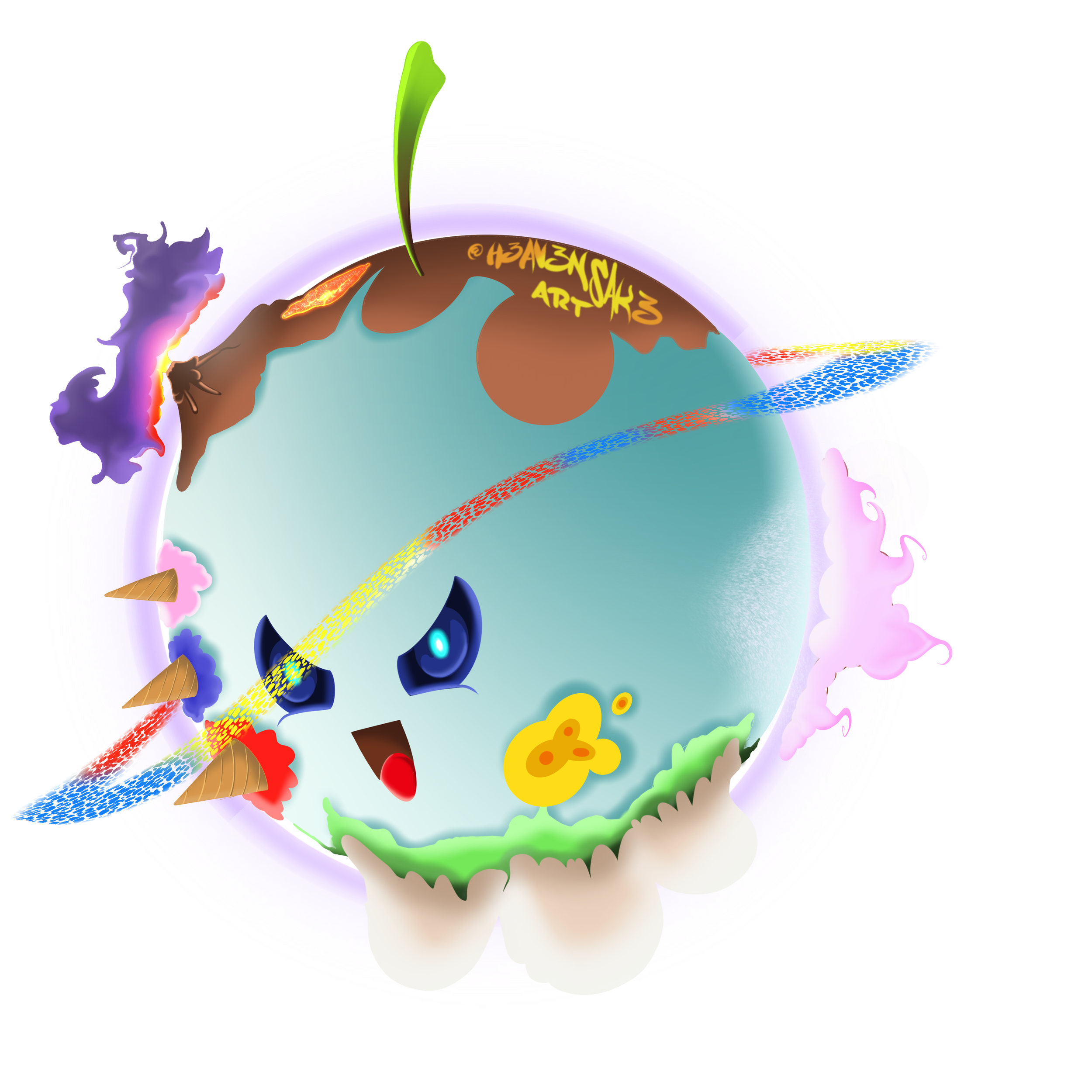 Whimsical Ice Cream Planet Sticker