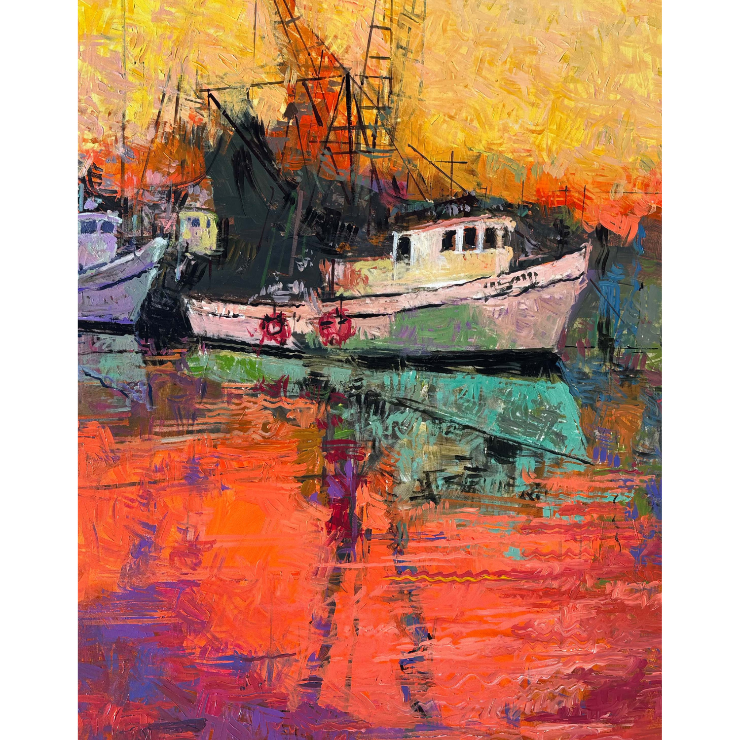 Shrimper Sunset  - Click image to see full size painting