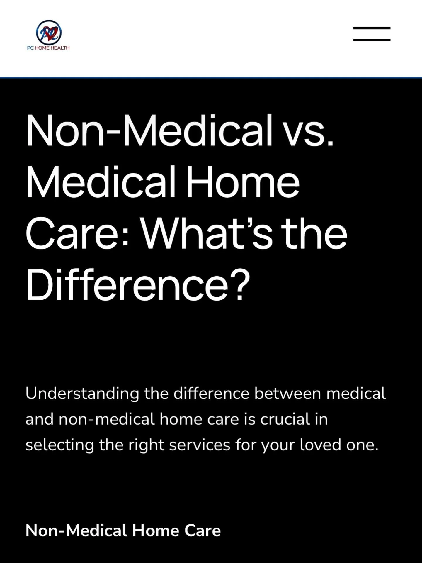 What&rsquo;s new on the PC Home Health blog? 🫶🏽

&ldquo;Choosing the right care shouldn&rsquo;t feel confusing. 💙

Our newest blog post walks you through the difference between non-medical home care and medical home health&mdash;so you know exactl