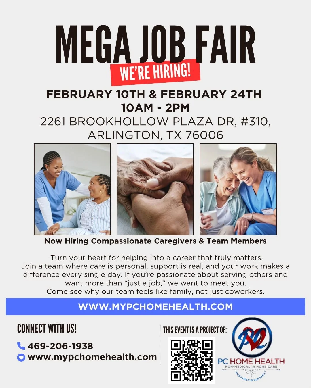 🚨 MEGA JOB FAIR &ndash; TOMORROW!! 🚨

Calling all compassionate caregivers &amp; team members 💙
If you&rsquo;re looking for more than just a job&mdash;and want a career where your heart, purpose, and impact matter&mdash;we want to meet YOU!

📅 Fe