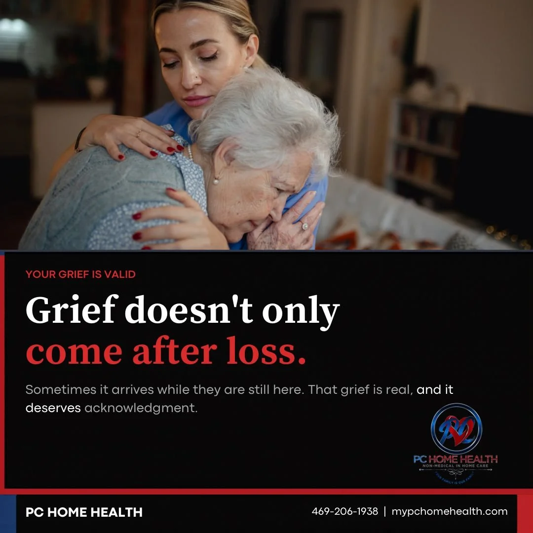 Grief doesn't only come after loss.

Sometimes it comes while your loved one is still here &mdash; while you watch illness slowly change the person you've always known. While dementia takes their memory. While a chronic condition steals their indepen