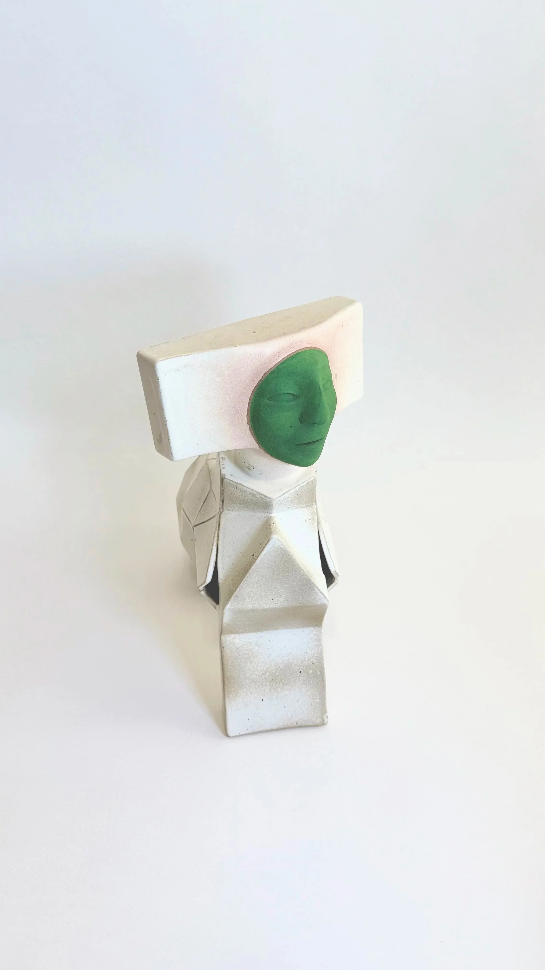 Top view of hand-built ceramic sculpture Crossing.