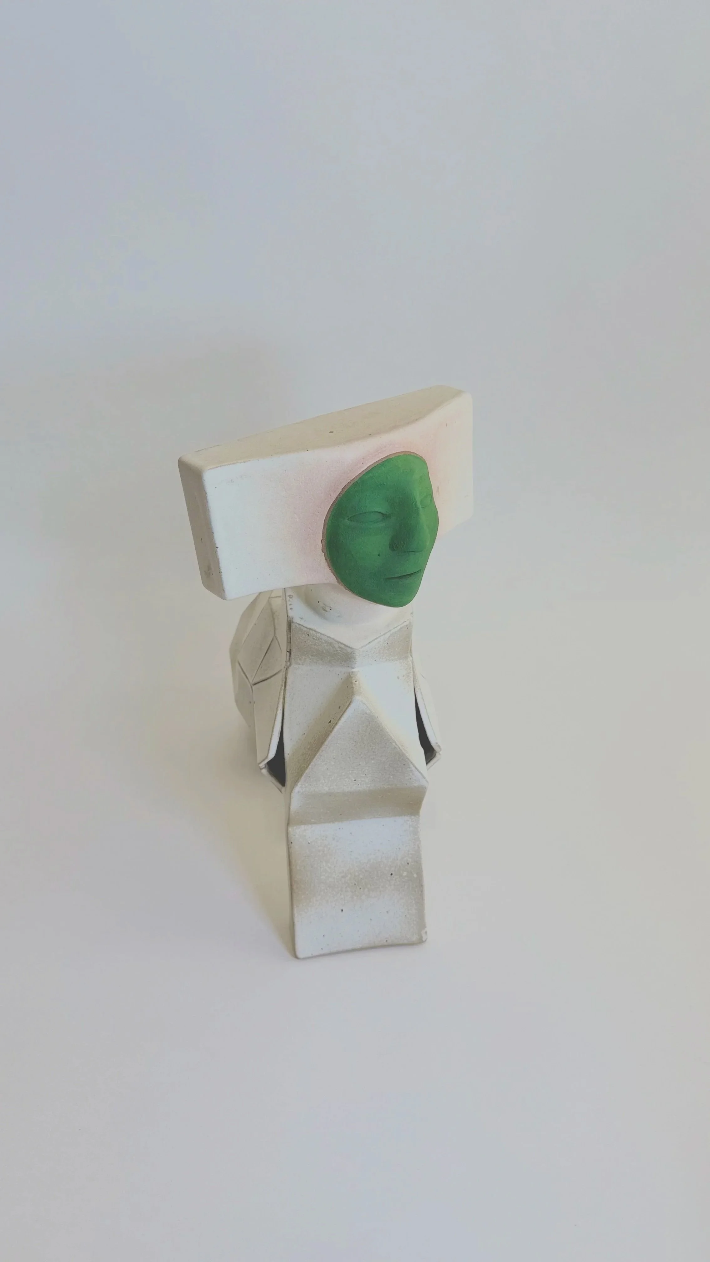 Top view of hand-built ceramic sculpture Crossing.