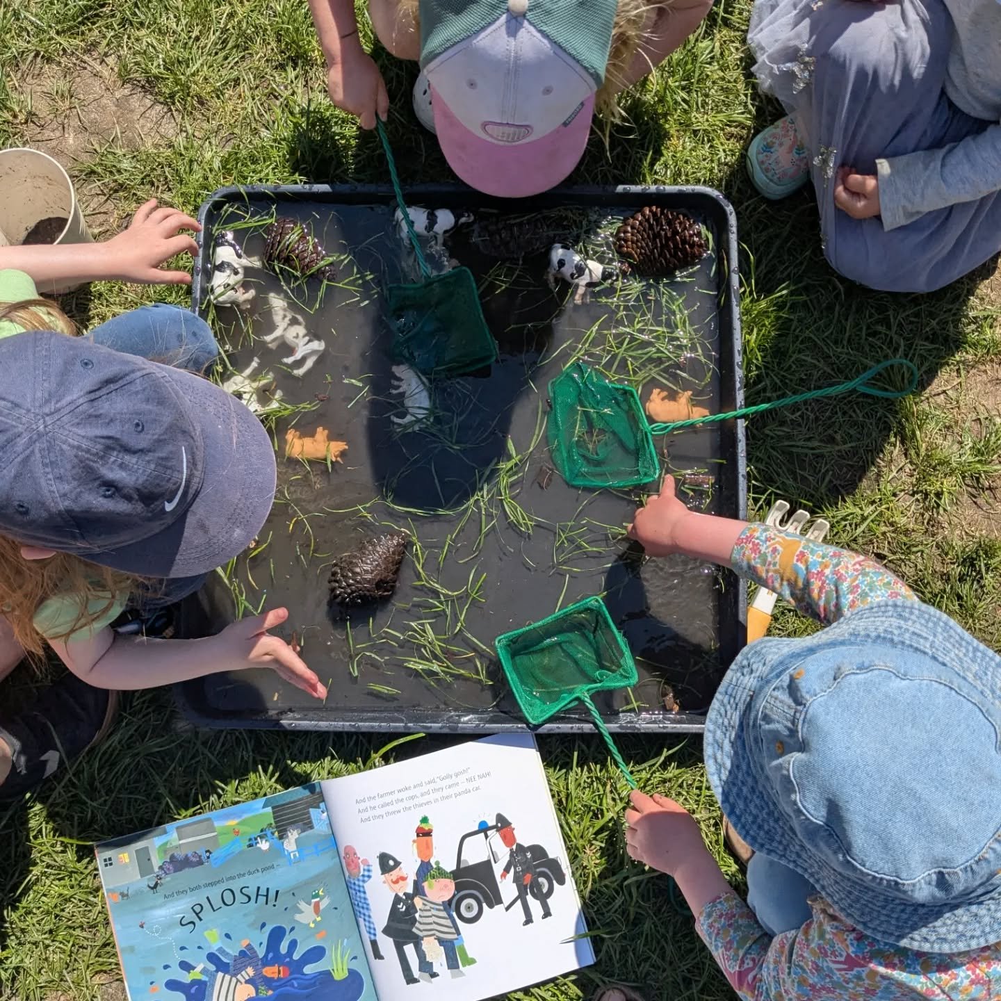 A few of the activities we've set up this week related to our Farm Animal theme... 

1. Physical development by rescuing the farm animals from the pond after reading the book 'What the Ladybird Heard'.

2. Practising our 'taking care of animals' skil