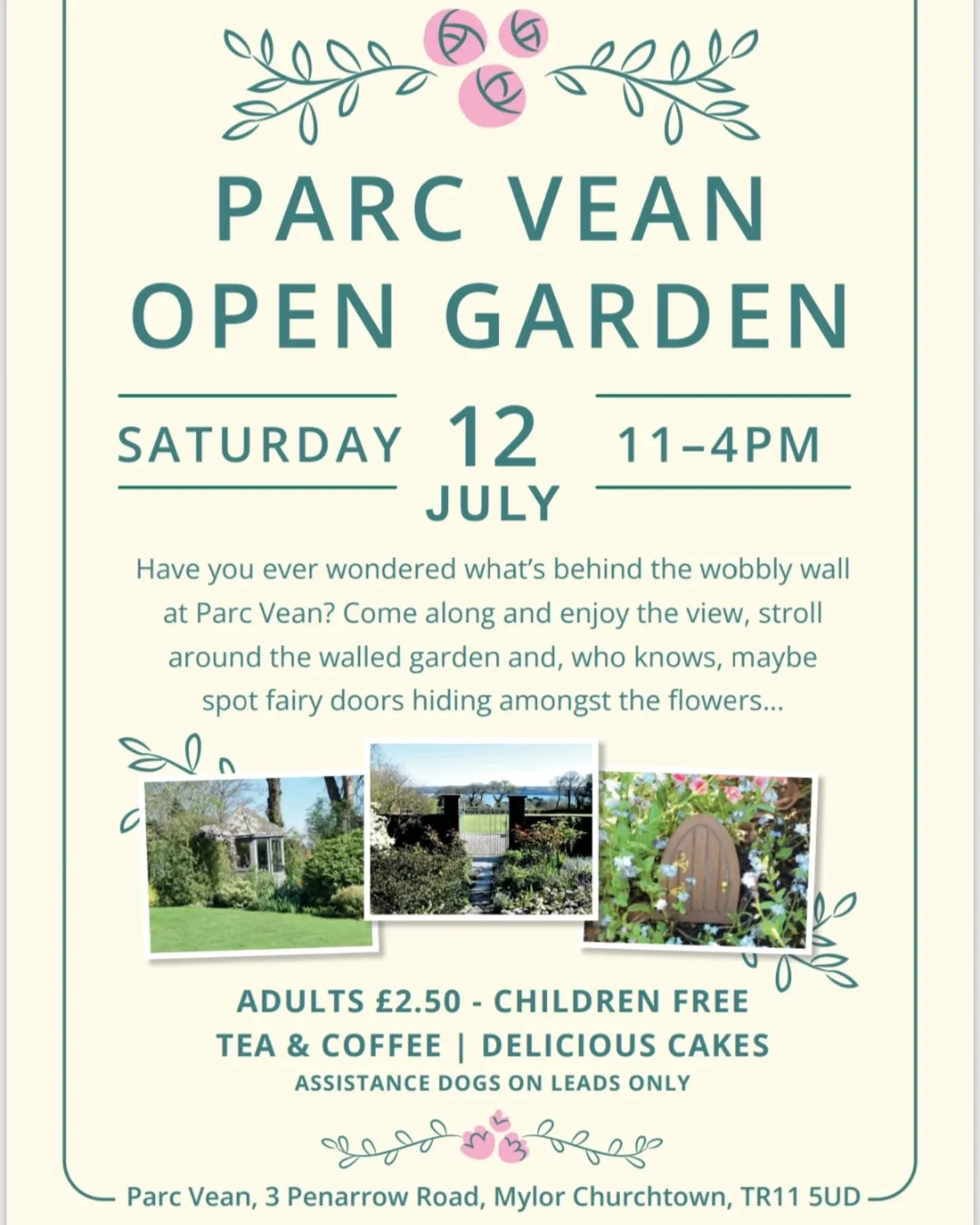 We'd like to extend a warm welcome to our upcoming Garden Party Fundraiser Event at Parc Vean on Saturday 12th July, 11-4pm 🌷🌸🌼

For the second year running, our lovely Parc Vean hosts are opening the doors of their beautiful walled garden to our 