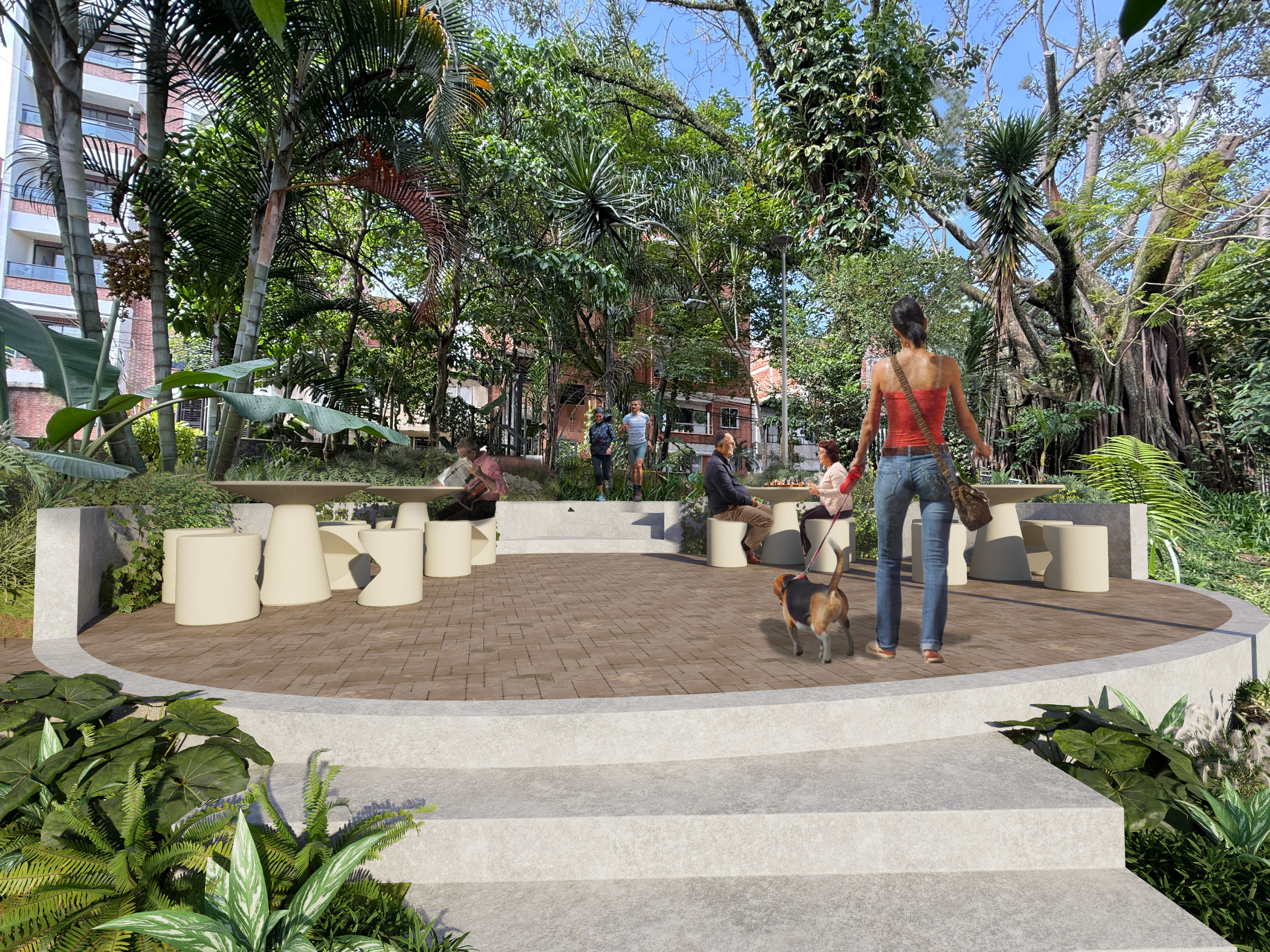 Imaginario después de la intervención, mejorando una de las estancias en deterioro del parque el Mirador.