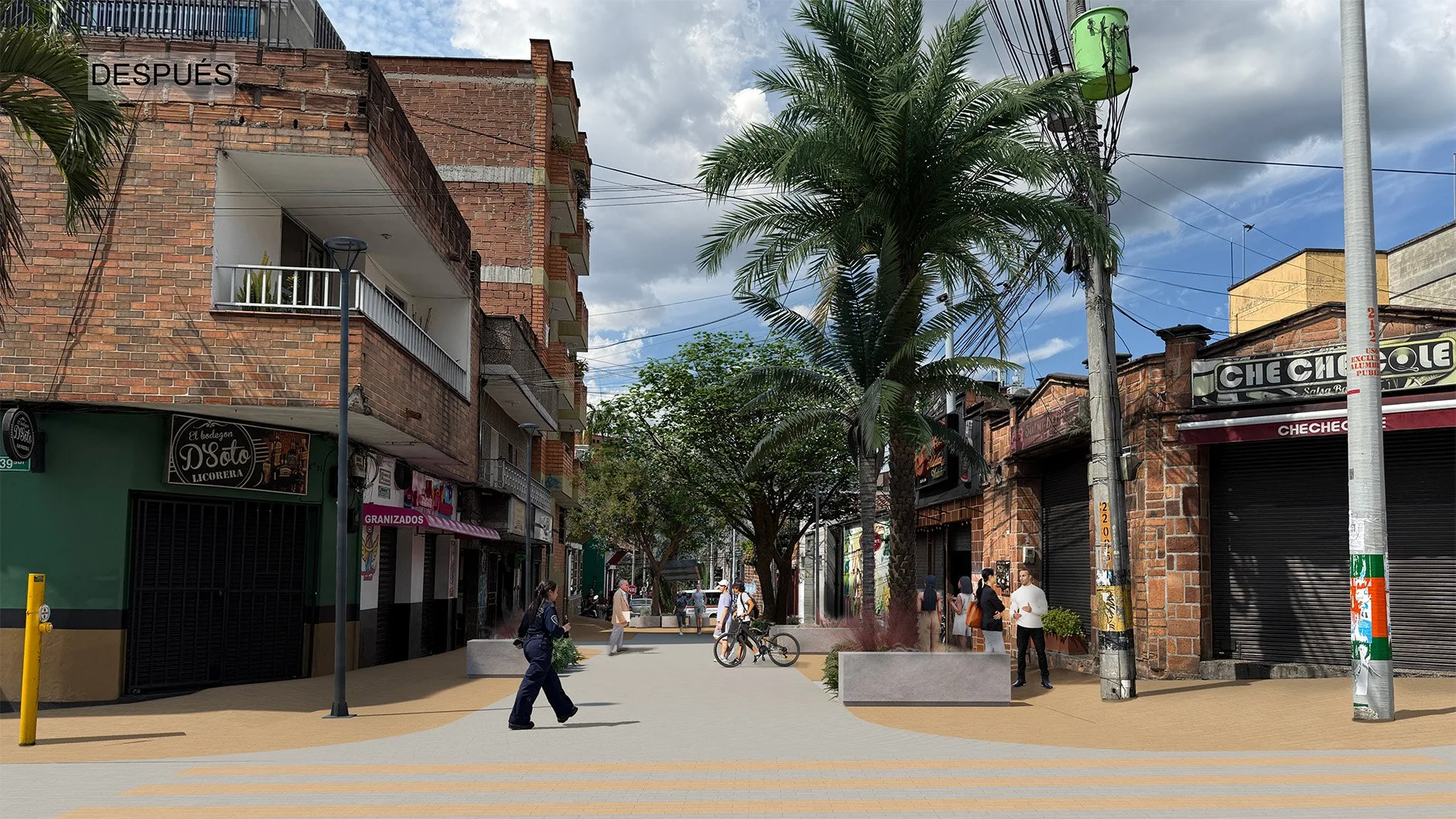 Imaginario del acceso sur del pasaje de la carrera 43 después de la intervanción.