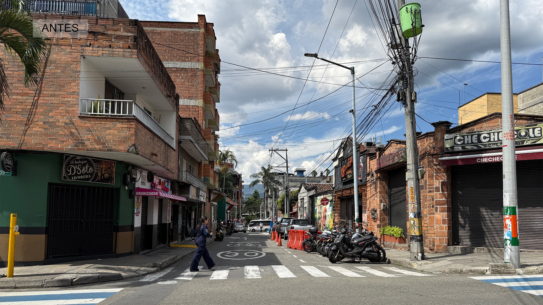 Imagen en sitio del acceso sur del pasaje de la carrera 43 antes de la intervanción.