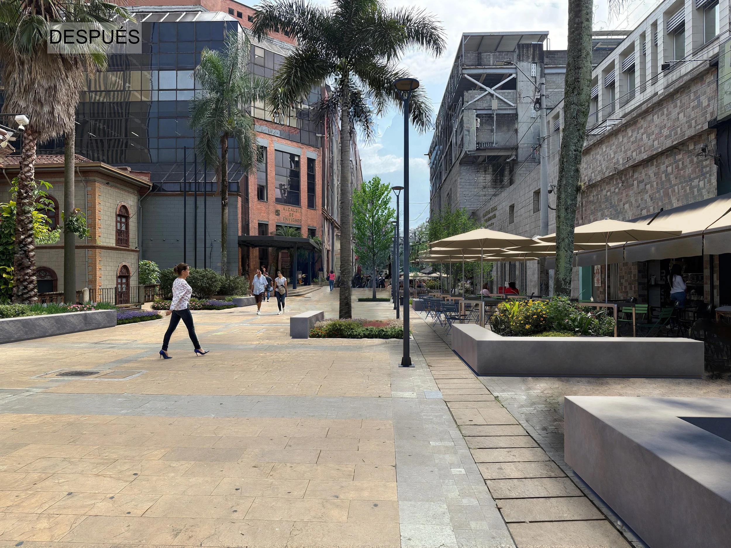 Imaginario del interior del pasaje de la alcaldía después de la intervención.
