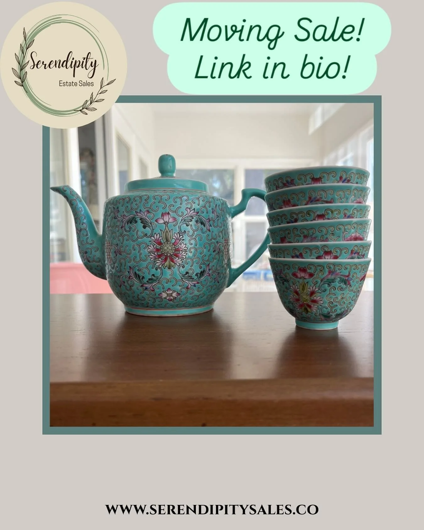 When life gives you drama, pour tea. 🍵
And let&rsquo;s be honest&hellip; in a small town, there&rsquo;s always plenty to go around.
&nbsp;
Available at this weekend&rsquo;s moving sale &mdash; this set&rsquo;s ready for all the refills. 😉
&nbsp;
Ev