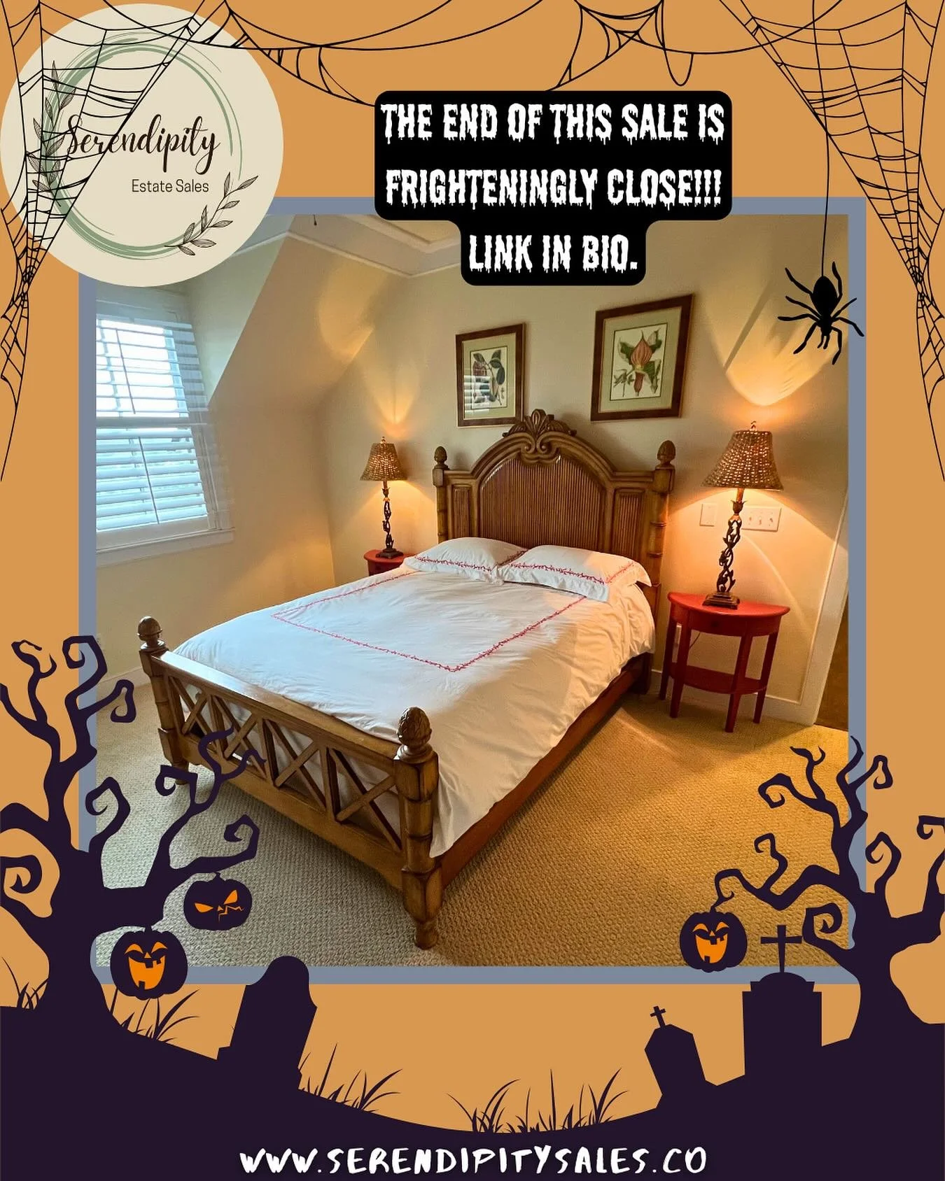 𝔇𝔬𝔫&rsquo;𝔱 𝔤𝔥𝔬𝔰𝔱 𝔱𝔥𝔦𝔰 𝔰𝔞𝔩𝔢. 👻 &image;𝔱 𝔴𝔦𝔩𝔩 𝔥𝔞𝔲𝔫𝔱 𝔶𝔬𝔲! 

Event Details:
🎃 Location: Islands of Beaufort 
🎃 Date: NOW through October 20th 
🎃 Time: BY APPOINTMENT ONLY
🎃 www.serendipitysales.co (link in bio)
&nbsp;
