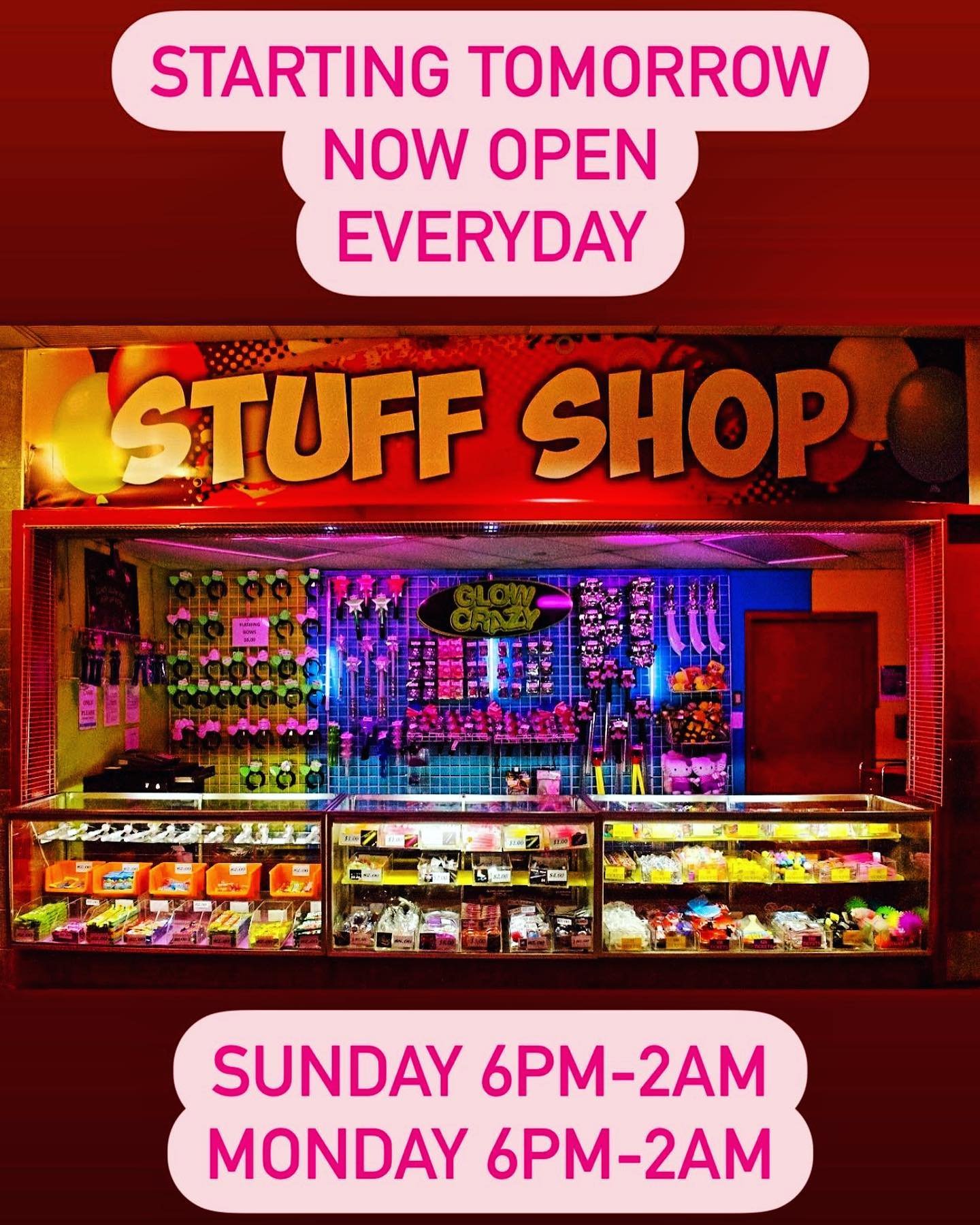 Now Open E V E R Y D A Y // Open tomorrow Sunday 6pm and Monday 6pm