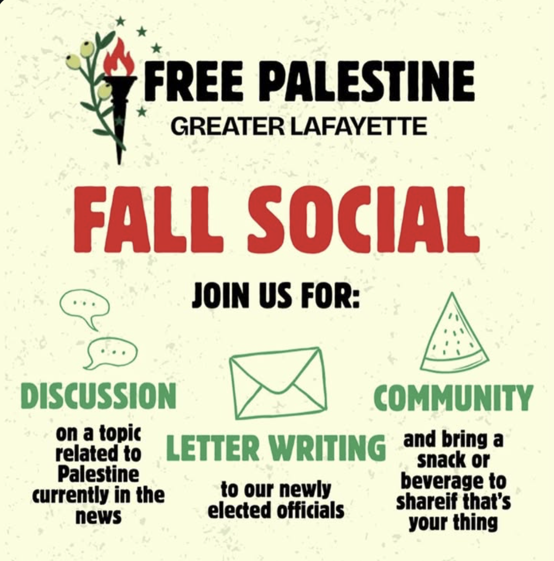 Free Palestine Greater Lafayette - Fall Social 