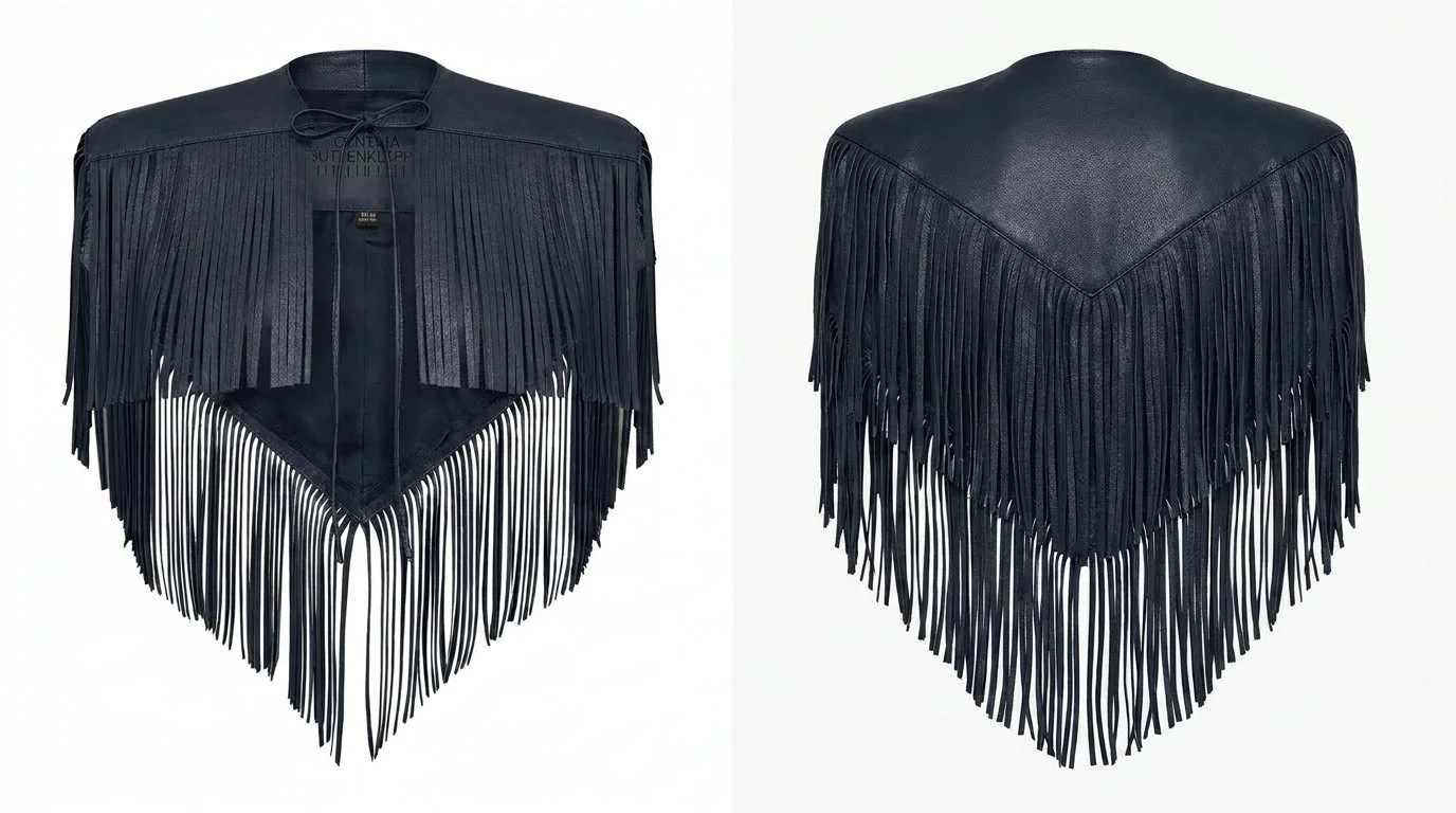 Leather mini cape in navy blue.png
