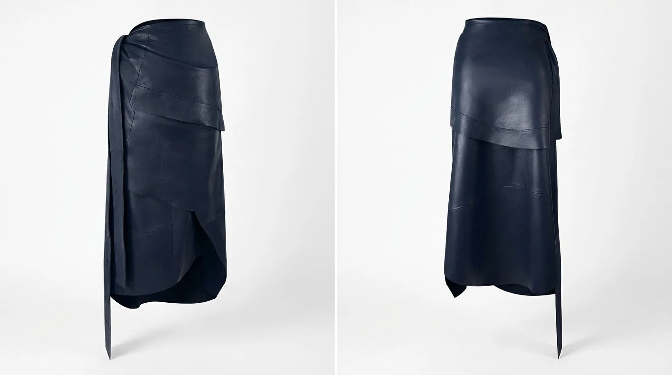 Leather wrap skirt - Navy blue.png