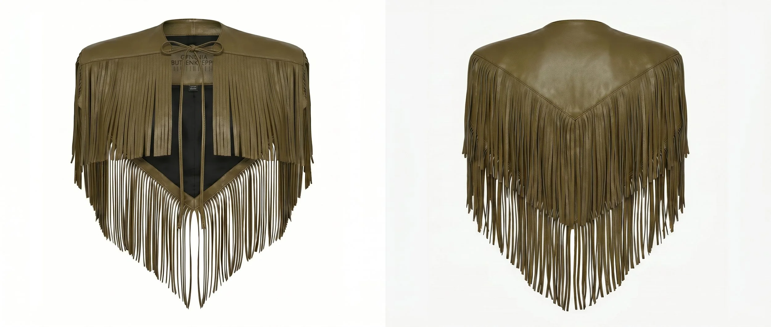 Army green leather mini cape ecommerce.png