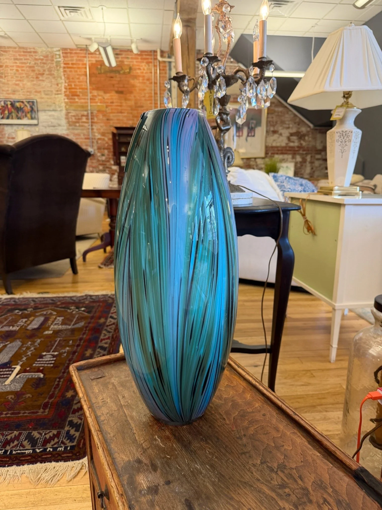 Peacock feather vase, Cyan Design