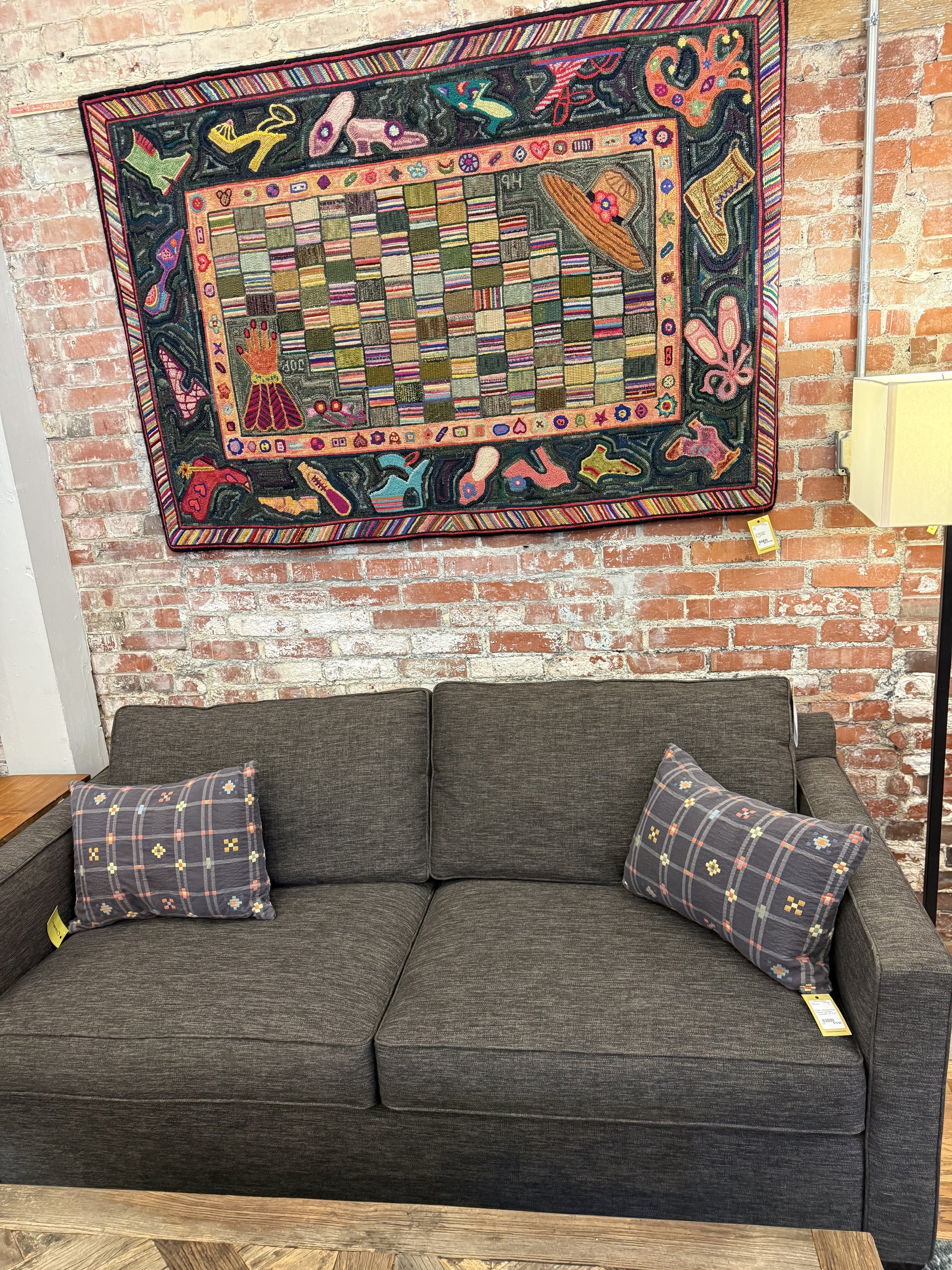 Sleeper Sofa - Crate and Barrel soft grey tweed upholstery with clean lines 2 over 2 cushions w/ slick track arms - SOLD 