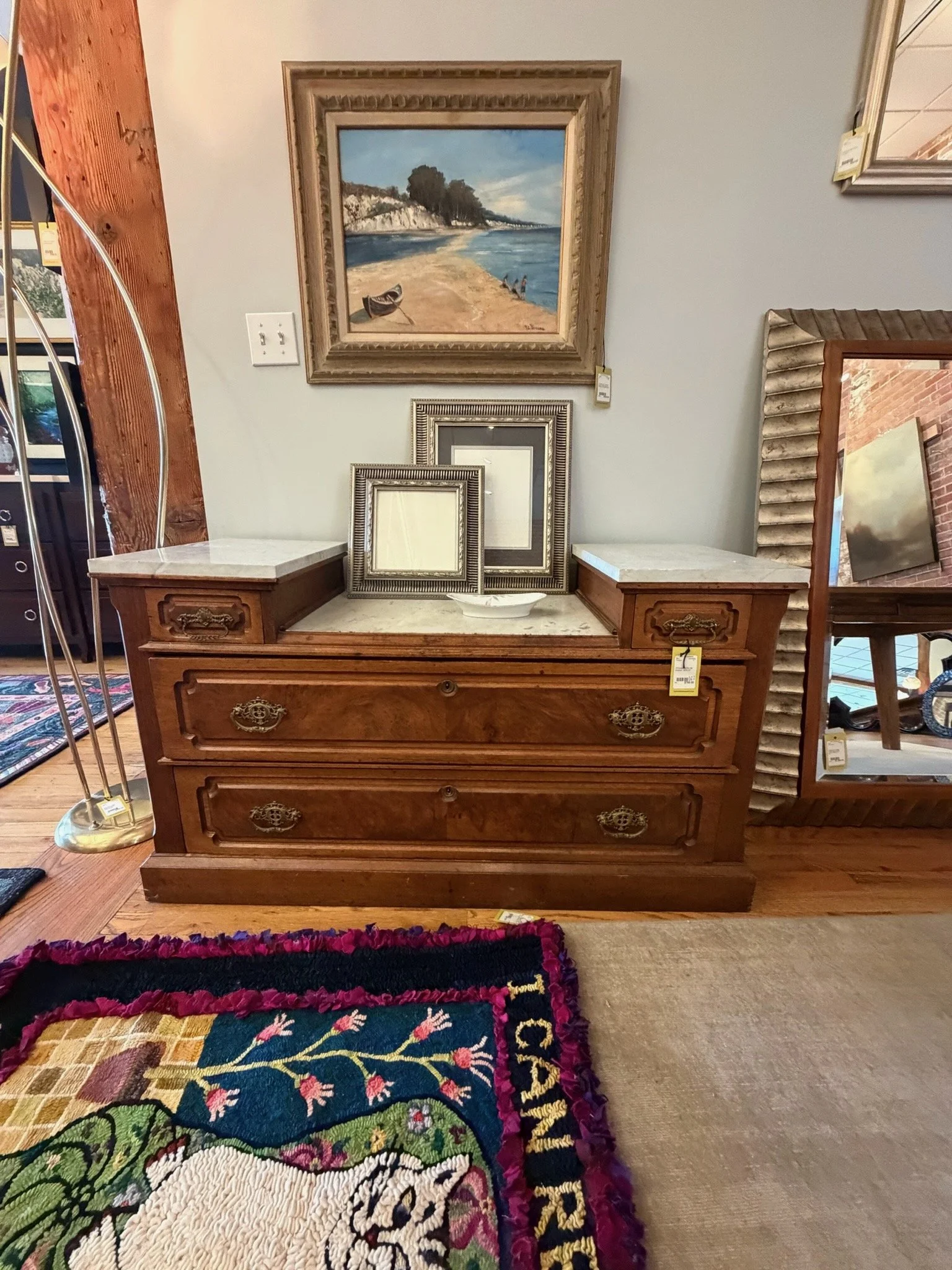 Antique marble top dresser, 48" x 19"