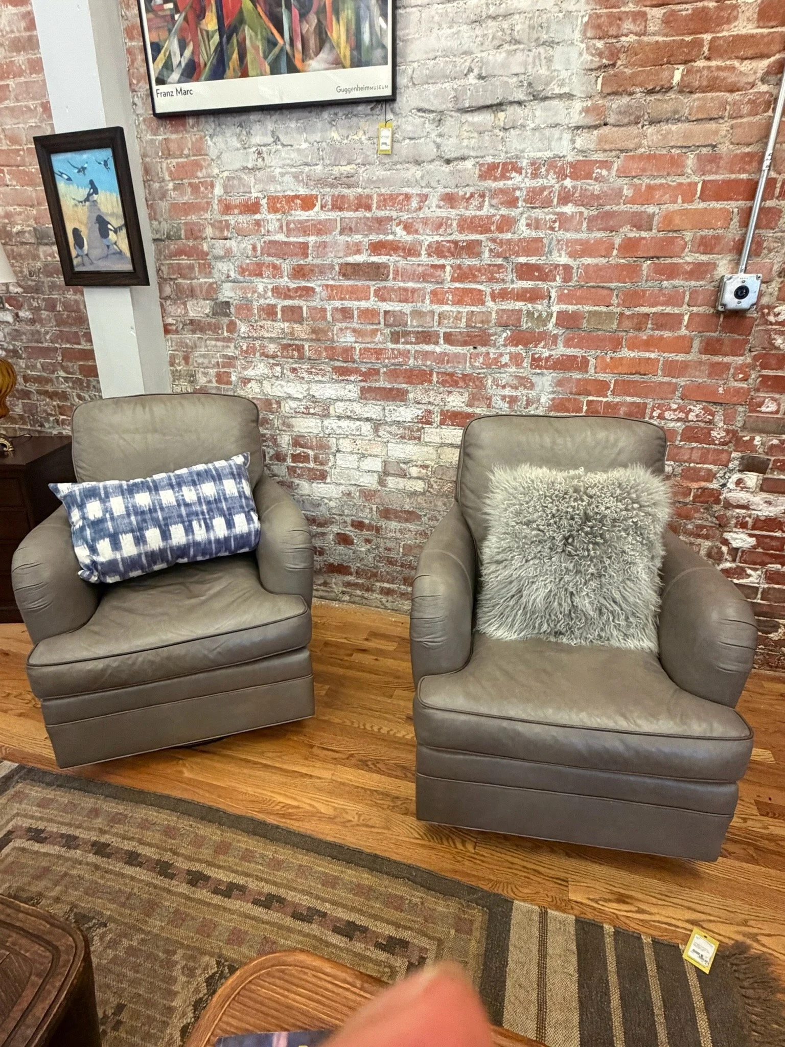 Gray leather reclining chairs