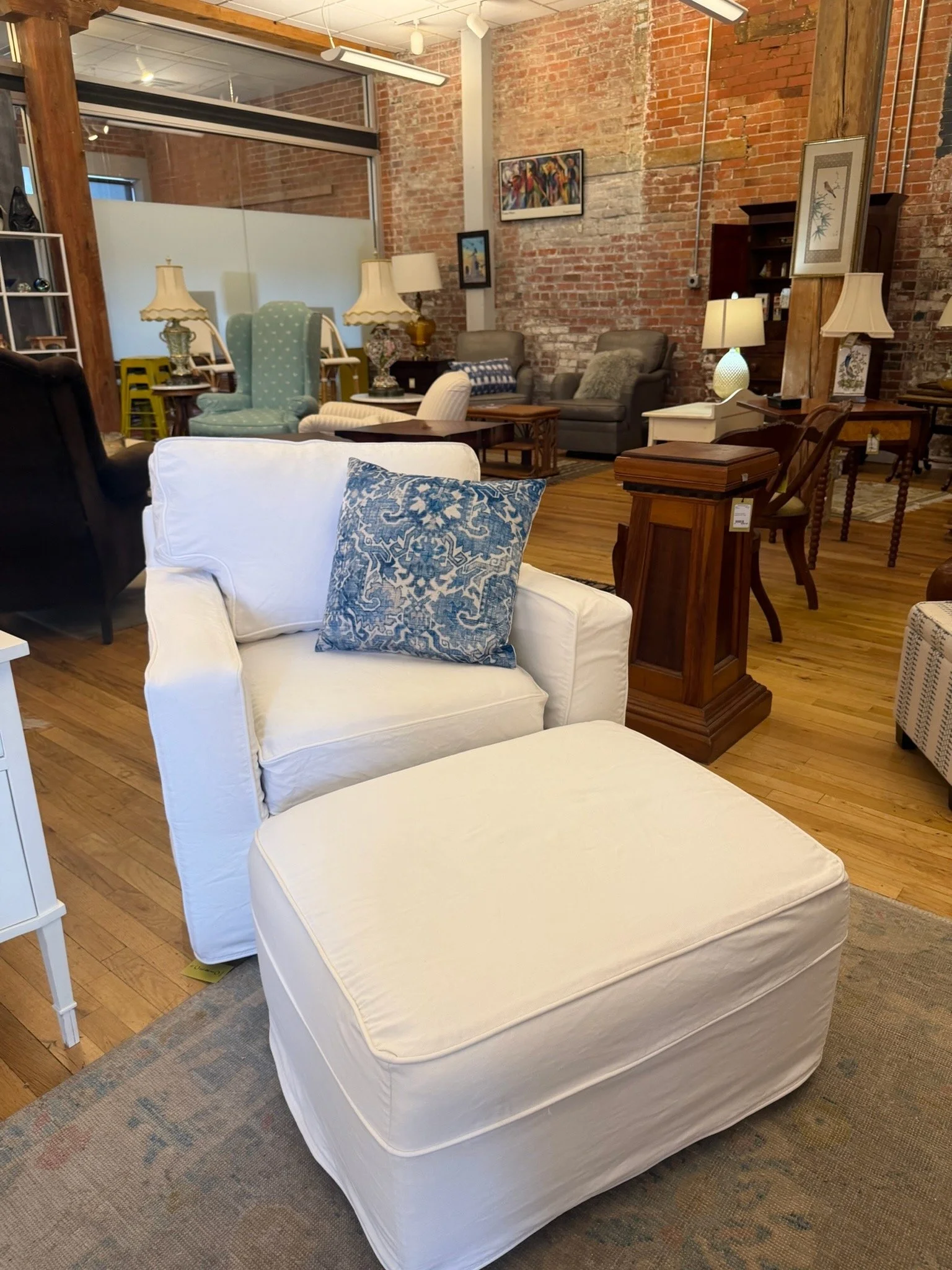 Pottern Barn chair with ottoman