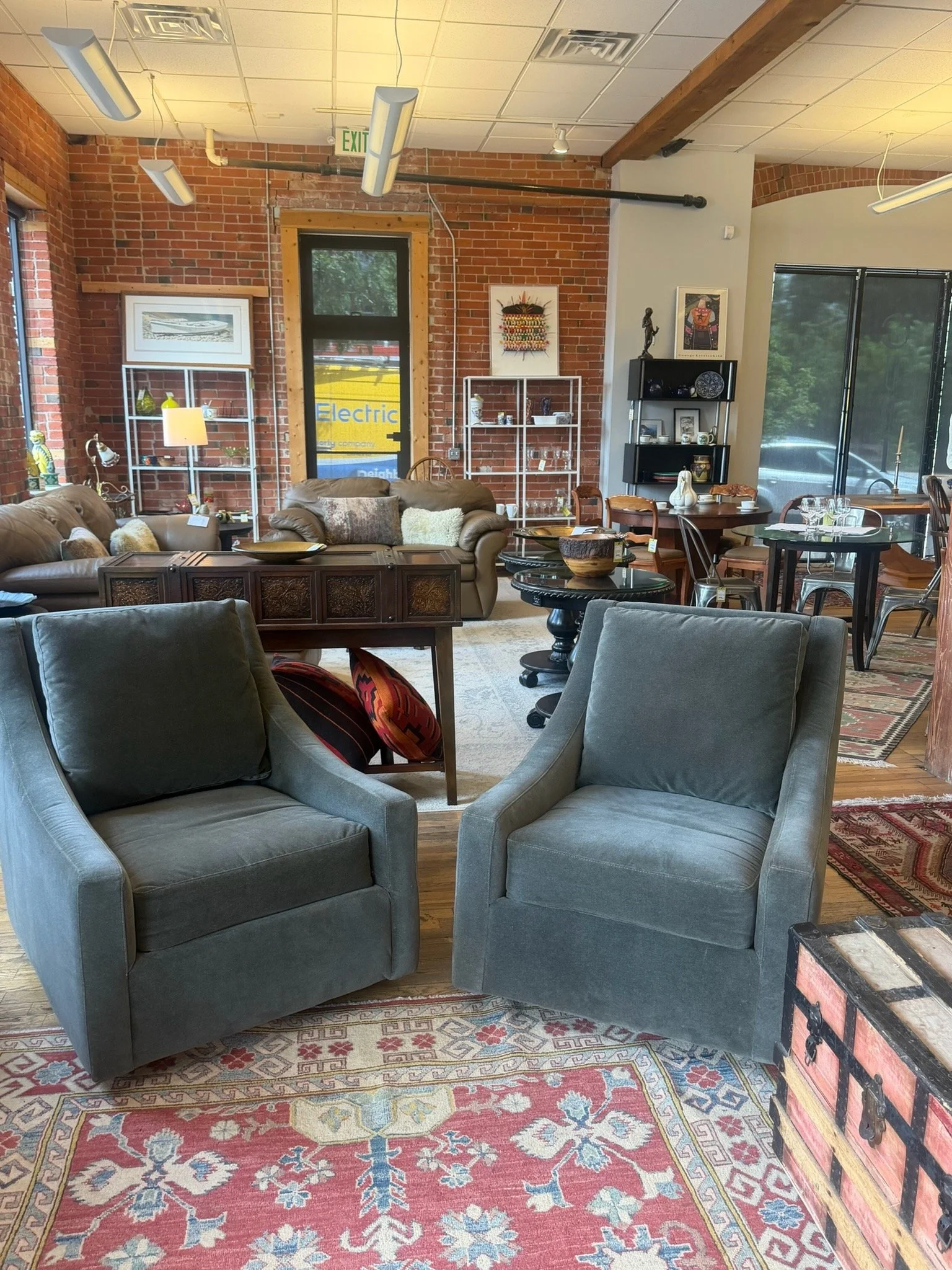 Reclining chairs blue velour