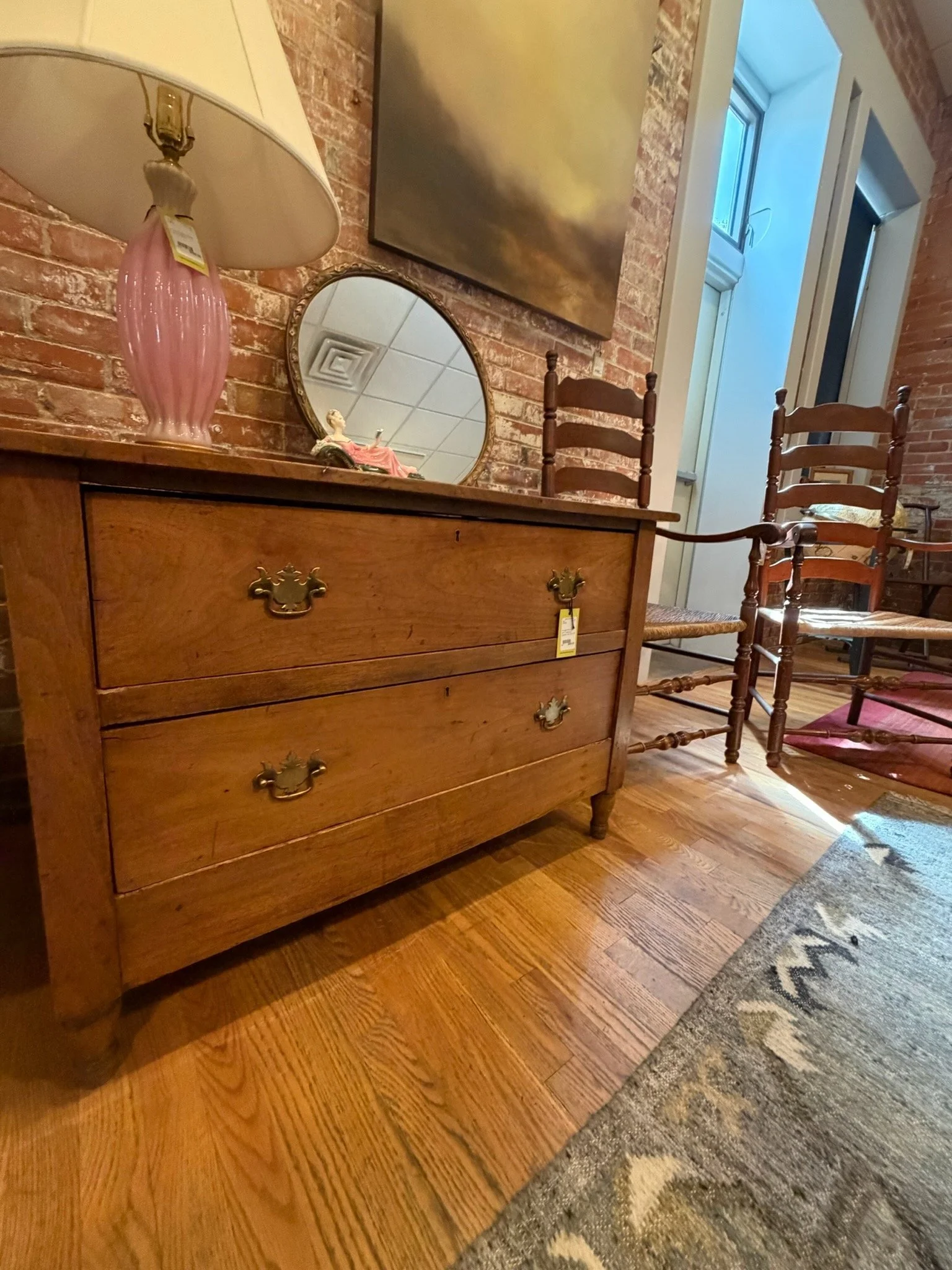 Antique pine chest, 2 drawers, 42"x26"x29"