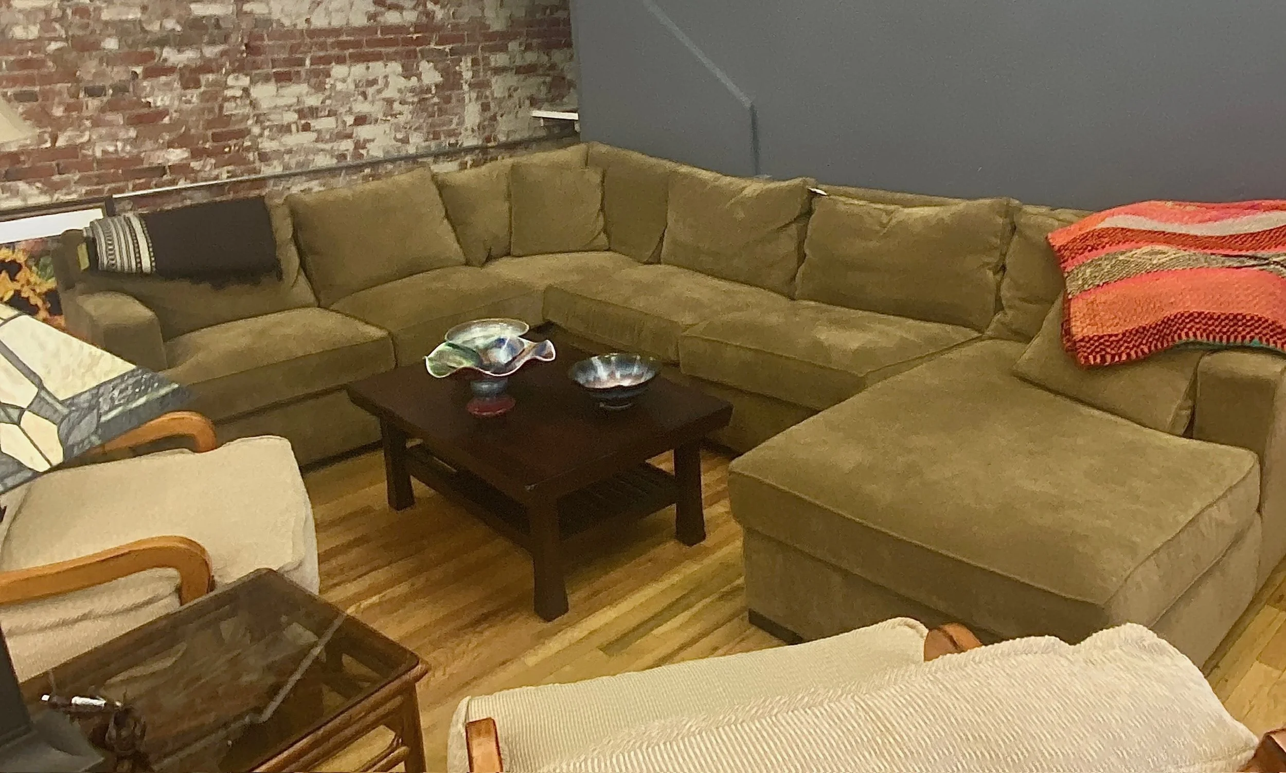 green sectional sofa