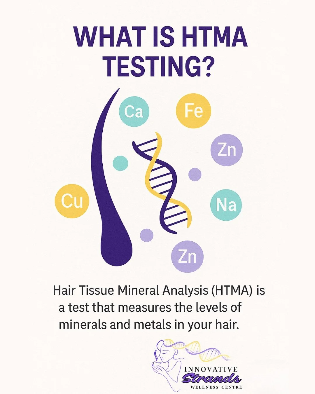 Did you know your hair can reveal a mineral story of your health? 🧬 Hair Tissue Mineral Analysis (HTMA) is a non-invasive lab test that analyzes the mineral content of your hair to provide a blueprint of your body's biochemistry over the past few mo