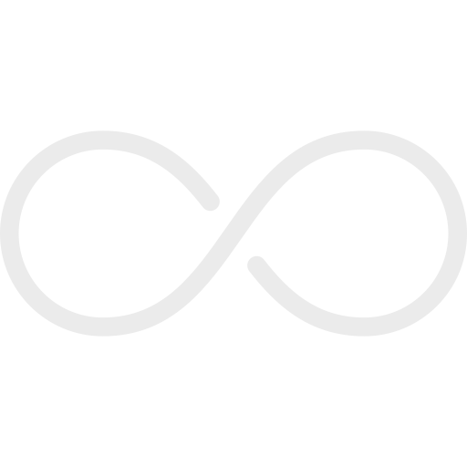 White infinity symbol on a black background.