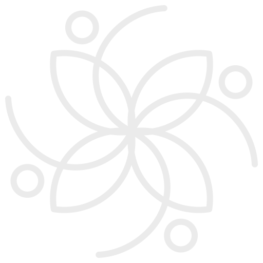 The image contains a simple outline drawing of a flower with five large petals and circular accents around it.