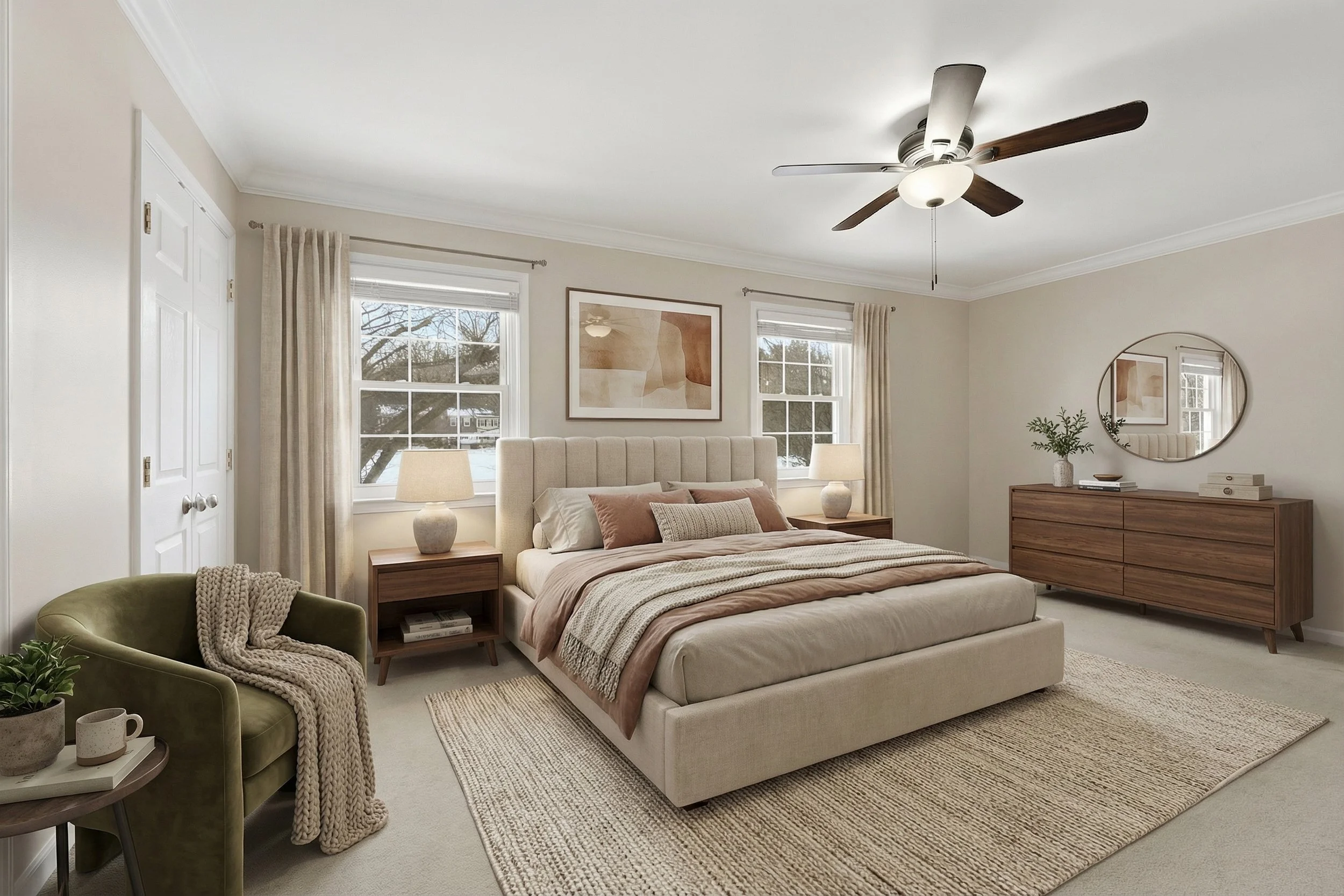 Virtual staging from an un-staged bedroom