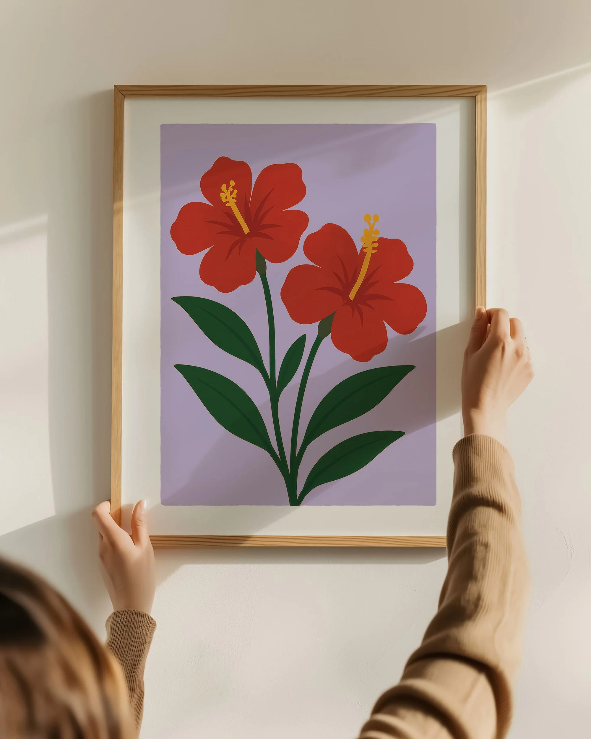 40 - Red Hibicus Pair  - Mockup F - Holding Frame.jpg