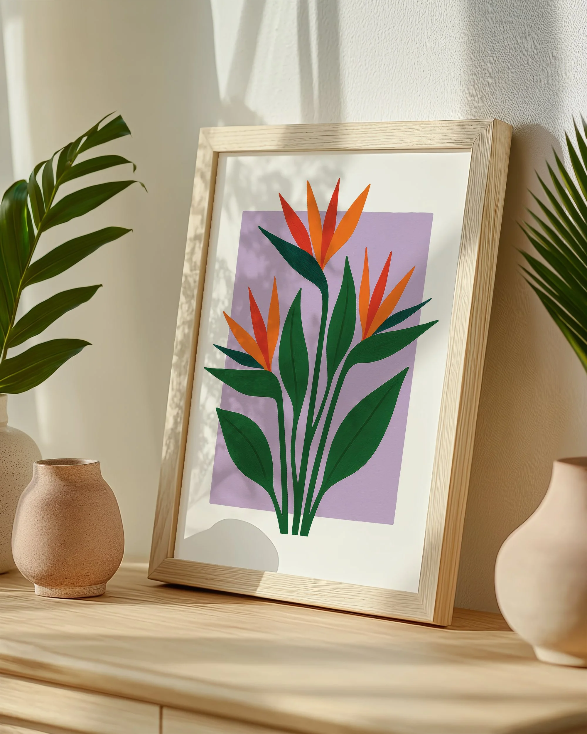 51 - Birds of Paradise -Mockup B - Framed - Pottery Scene.jpg