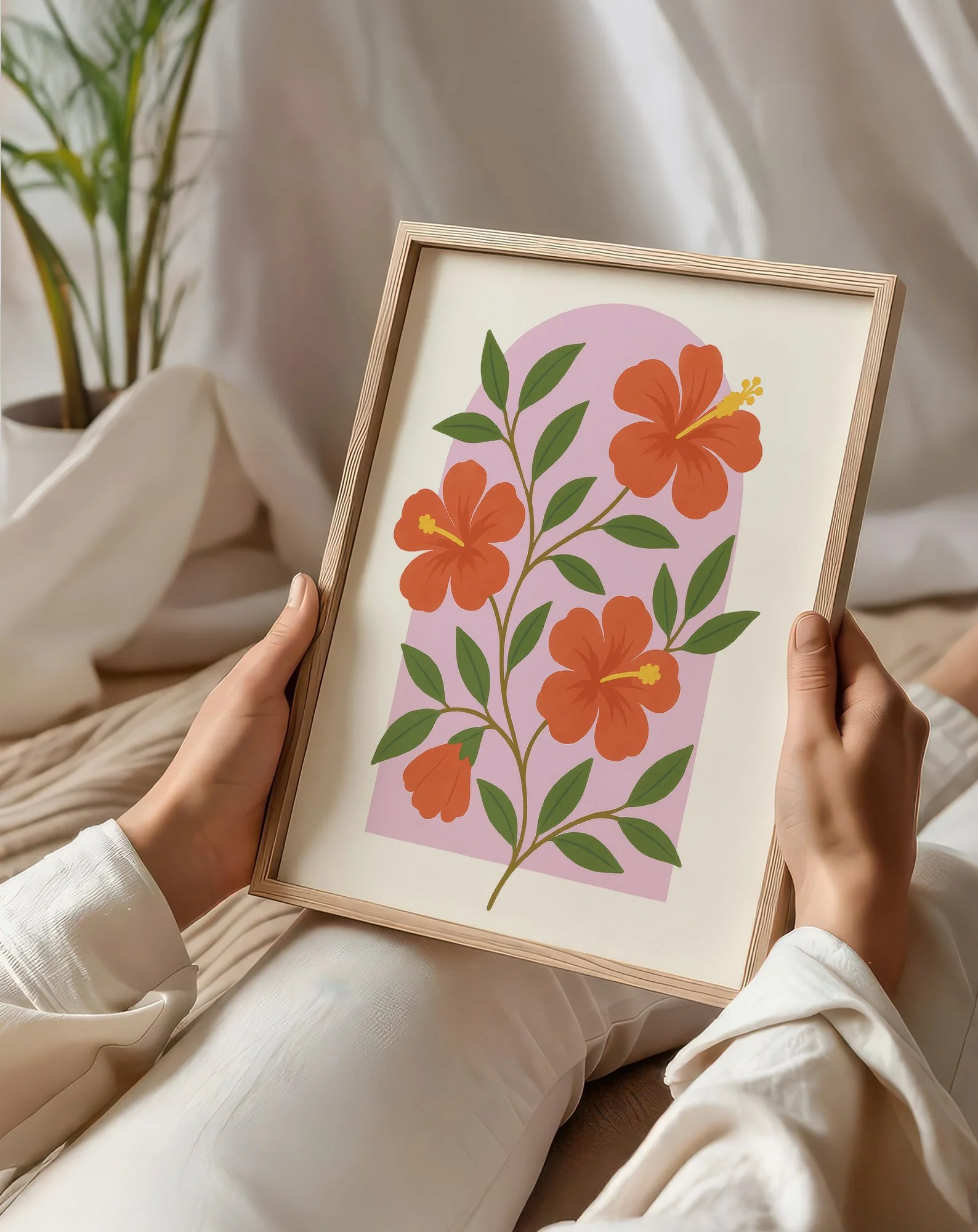 24 - Hibiscus Plant  - Mockup O - Sitting and Holding Frame .jpg