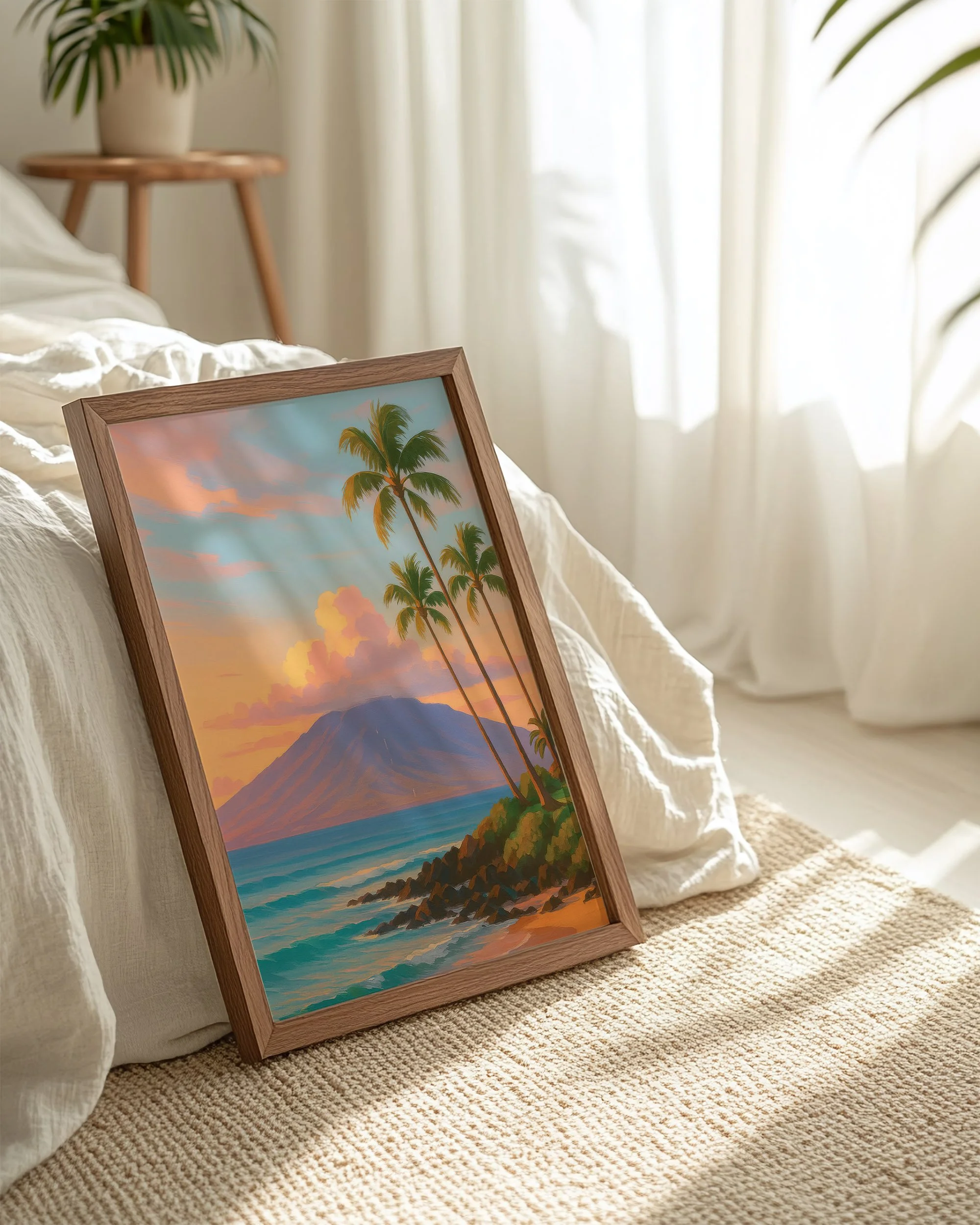 1 - Wailea Sunset - Mockup H - Frame Bed.jpg