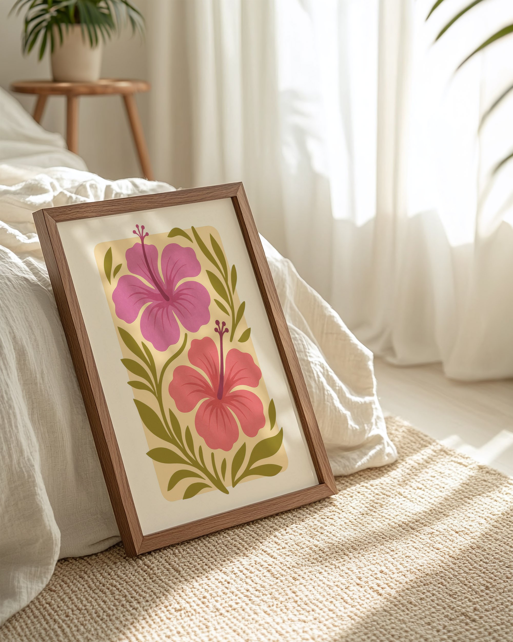 2 - Modern Hibicus - Mockup H - Frame Bed.jpg