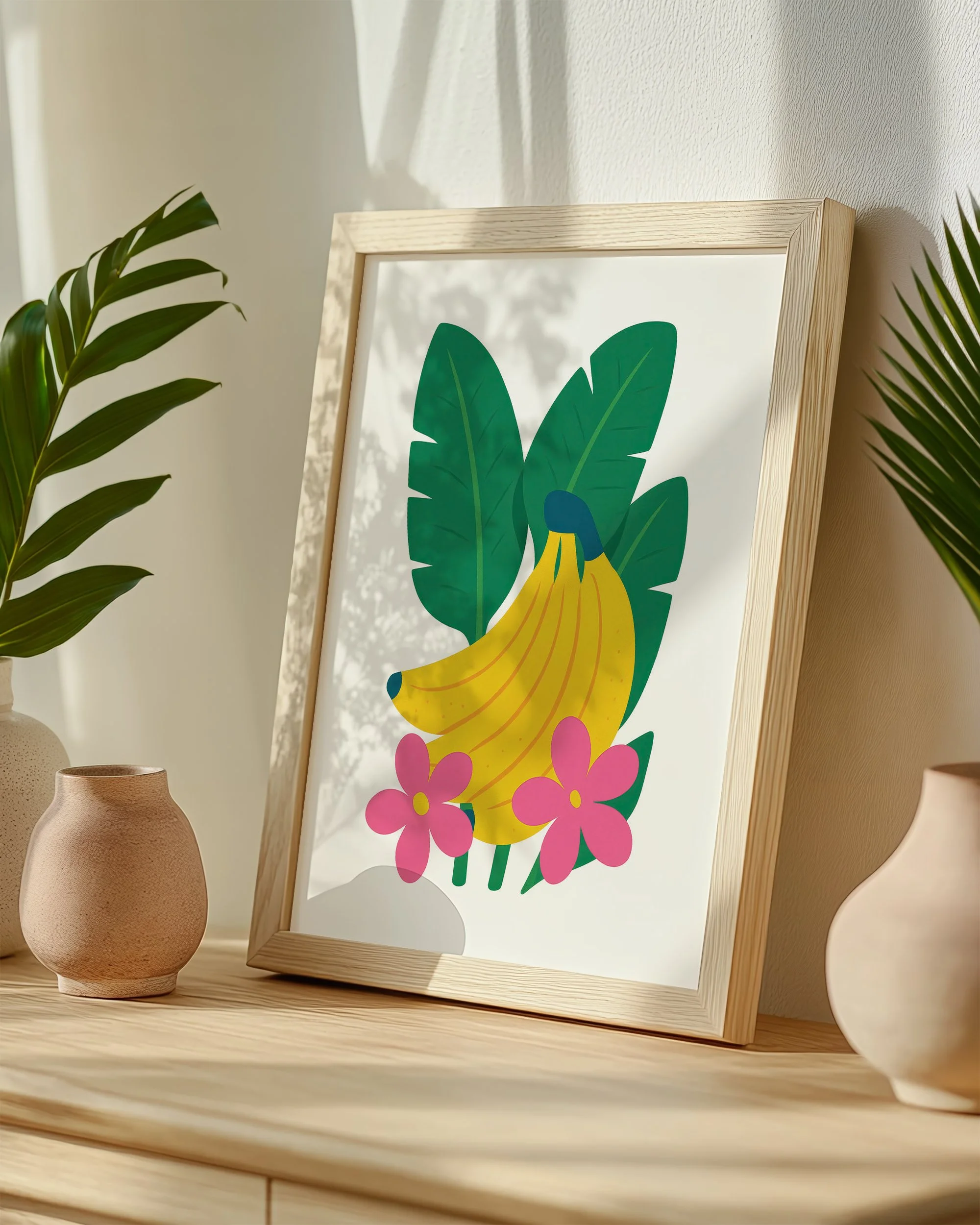 25 - Banana Plumerias  - Mockup B - Framed - Pottery Scene.jpg