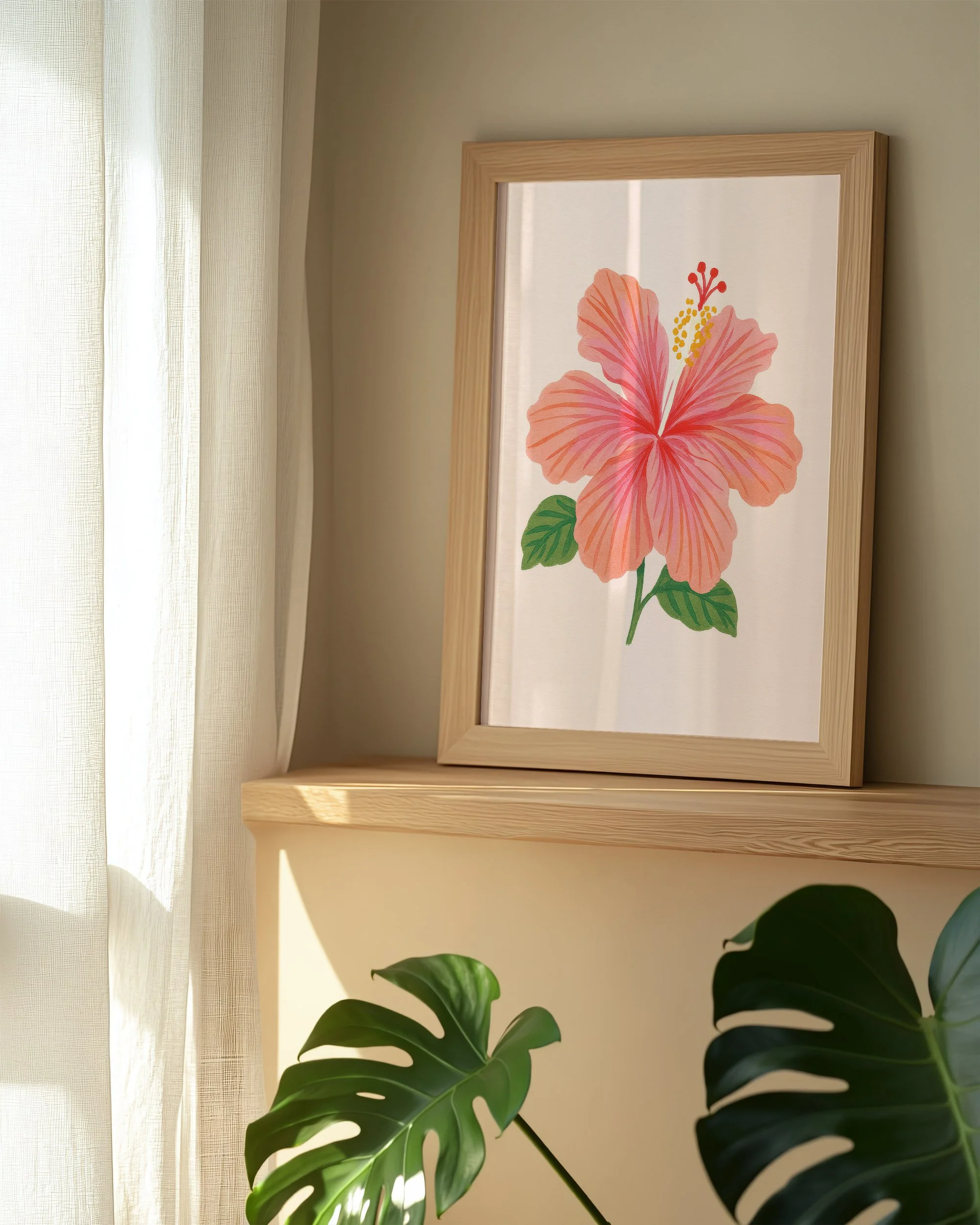 4 - Pink Hibiscus - Mockup L - Frame Monsterra.jpg